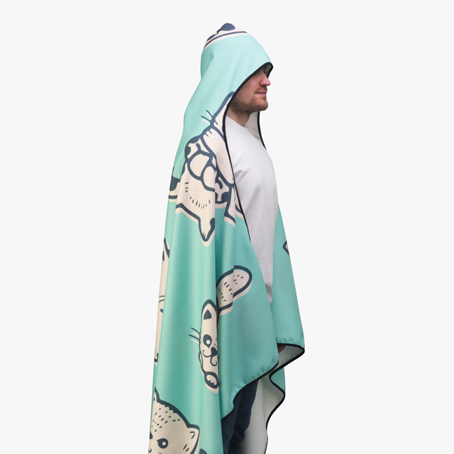 Print on Demand Soft Hooded Blanket