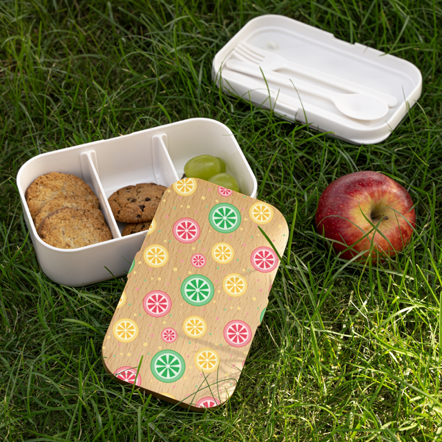 Personalised Wooden Wood &Tin Metal Lunch Box With Utensils Eco