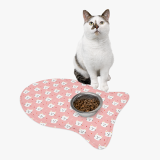 Cat Food Mat Personalized With Cat's Name Cute Cat Pattern Machine Washable  Fabric Top With No-slip Neoprene Back -  Finland