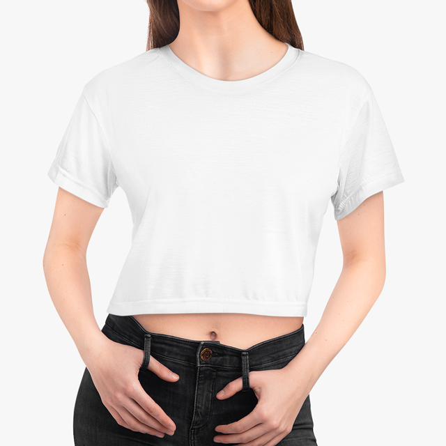 White plain cropped t shirt, T shirt crop top for women