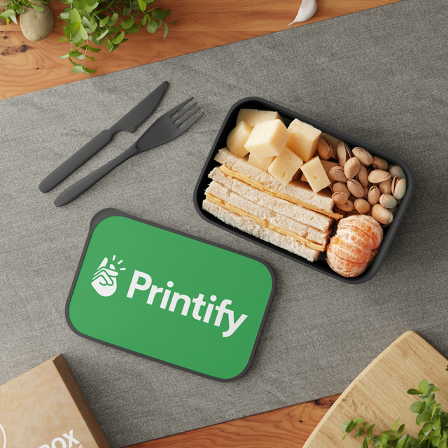 PLA Bento Box with Band and Utensils - Thumbnail Image