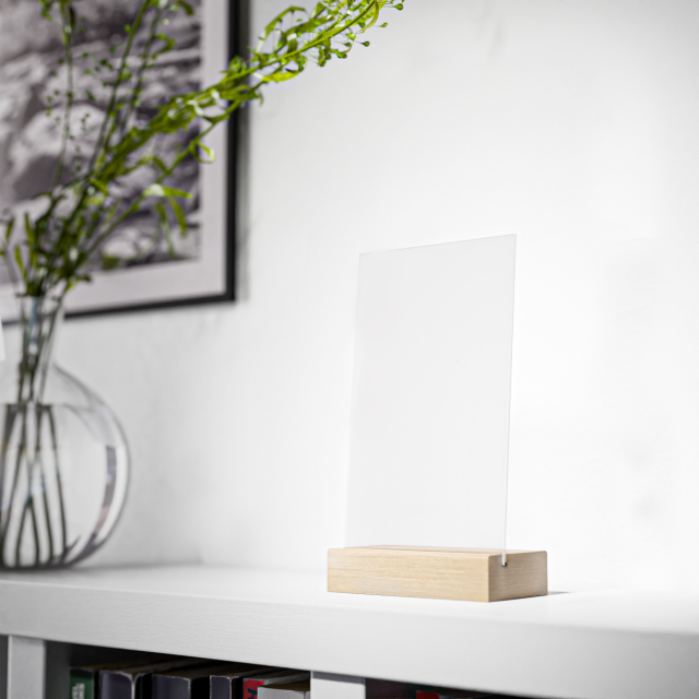 Acrylic Sign with Wooden Stand - Thumbnail Image