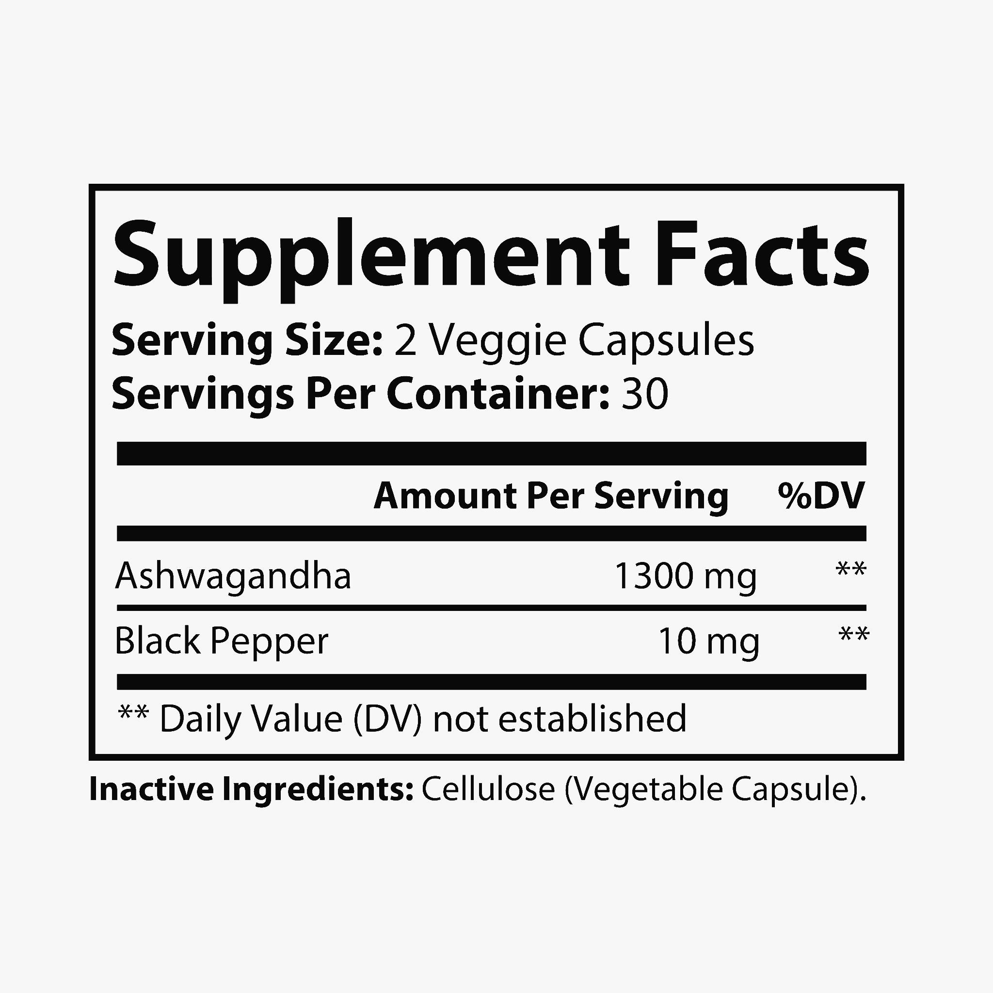 Ashwagandha and Black Pepper Supplement (60 capsules) - Thumbnail Image