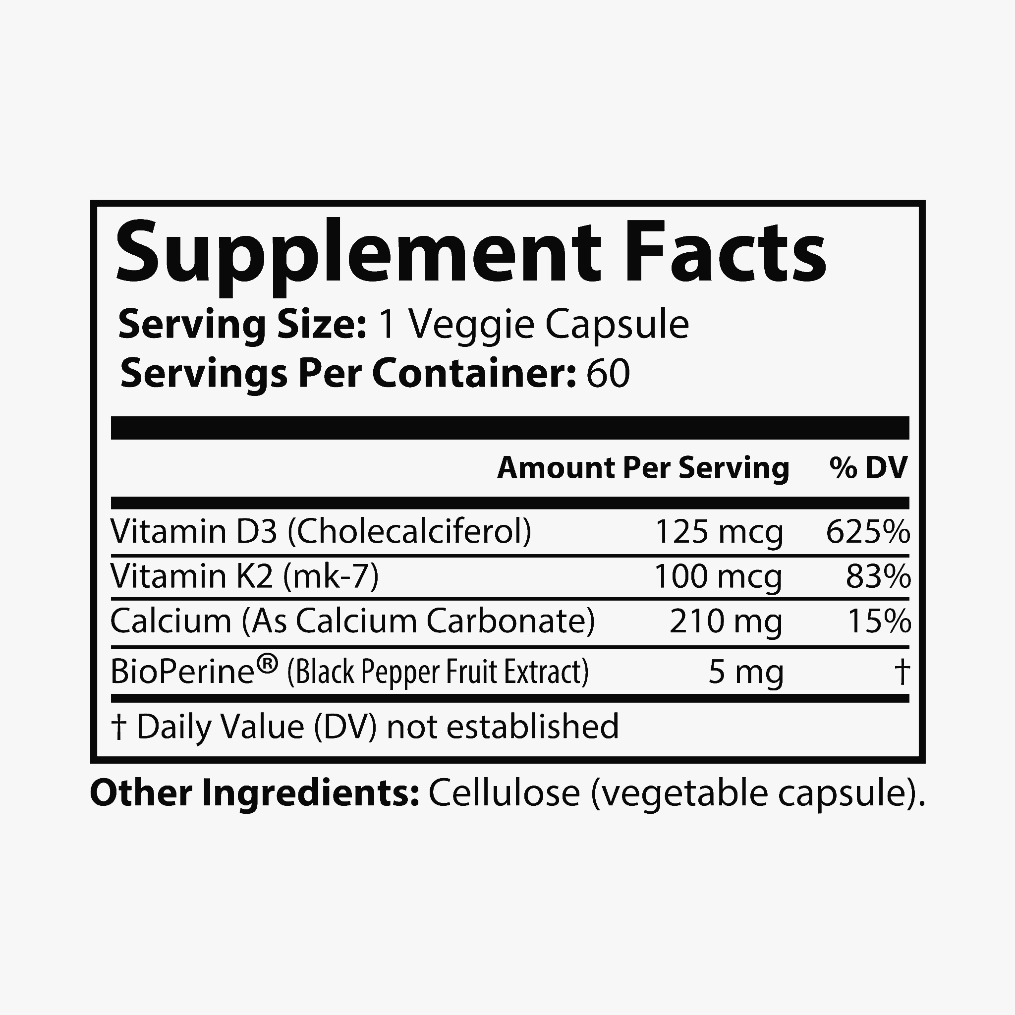 Vitamin K2 + D3 Supplement (60 Capsules) - Thumbnail Image