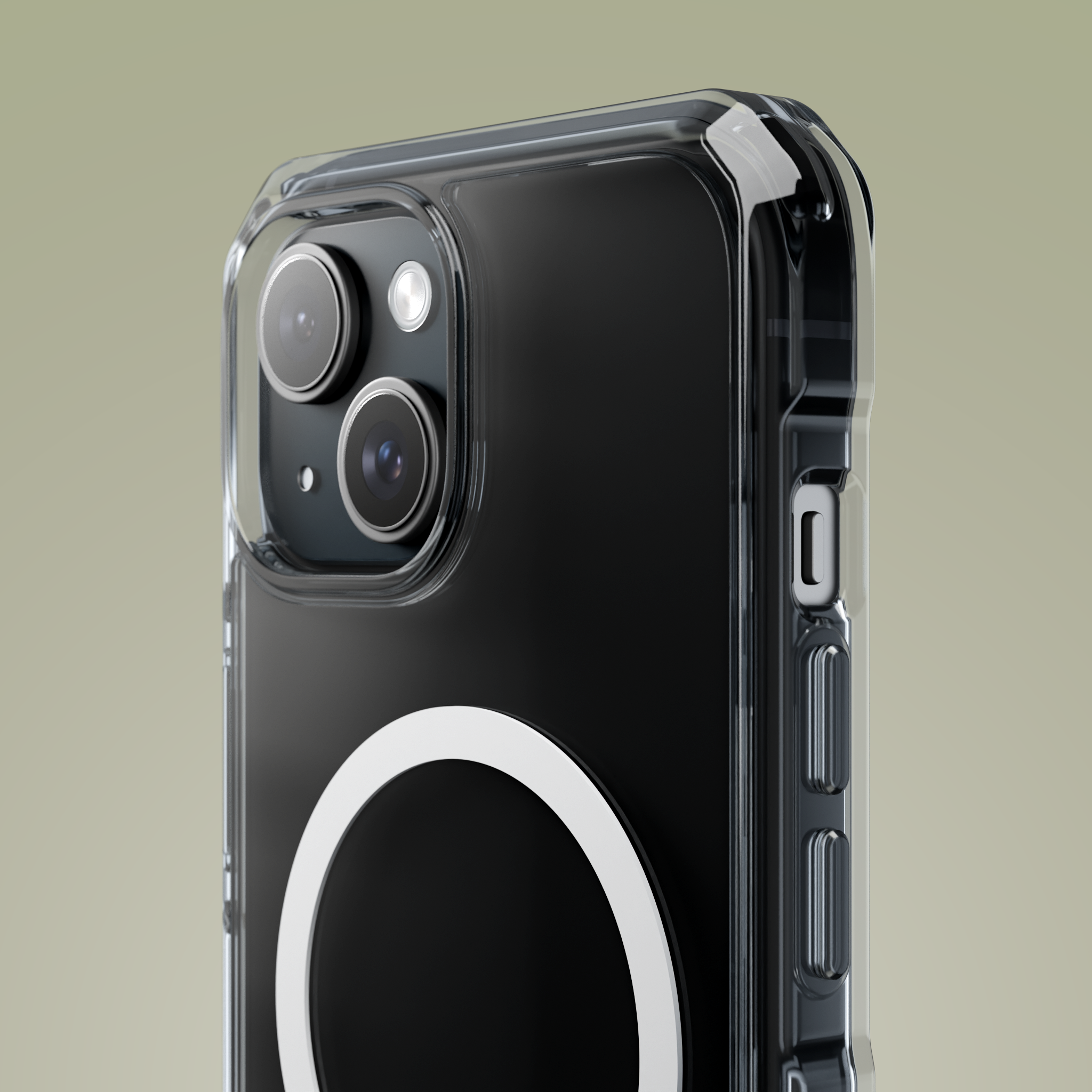 Crystal-clear magnetic case with matte sides and precision fit