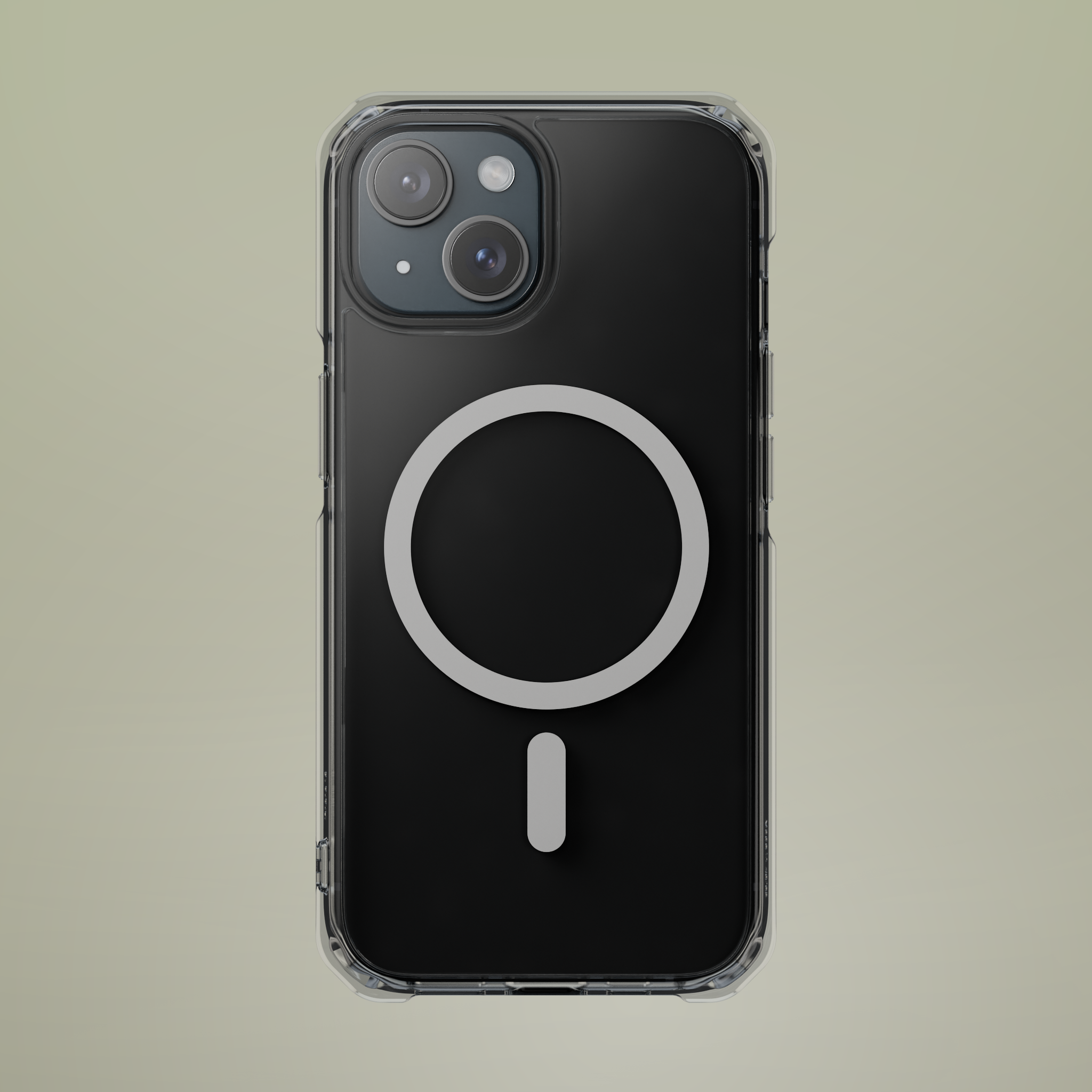 Impact-resistant clear case with bumper edges and minimalist grip