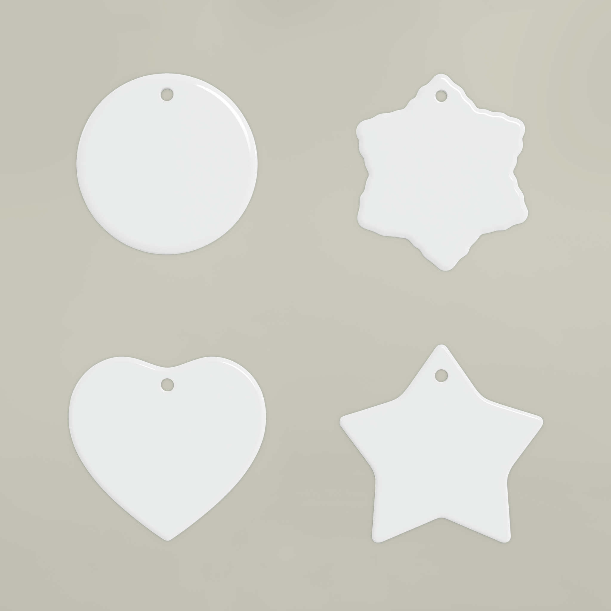 Ceramic Ornaments, 2-Side Print, (1pc, 3pcs, 5pcs, 10pcs) - Thumbnail Image