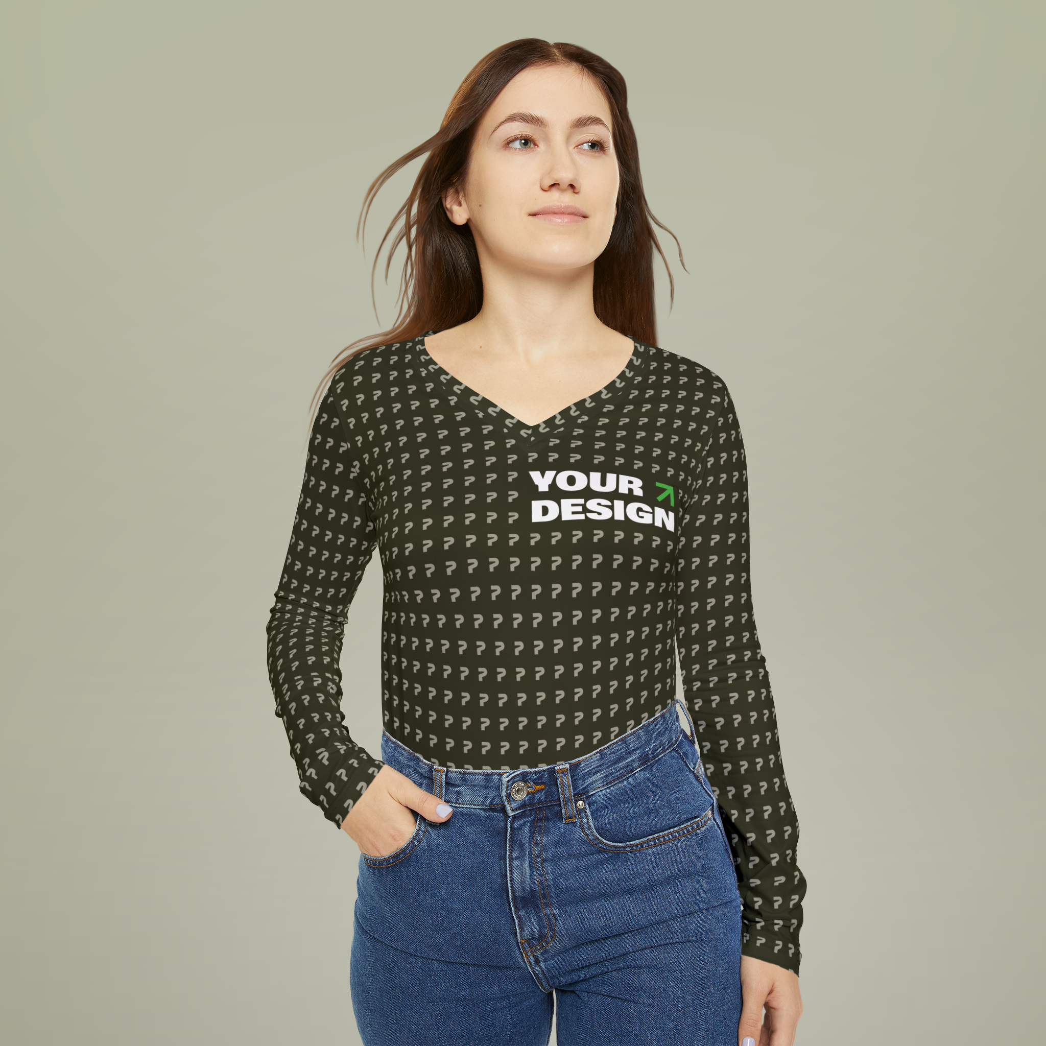 Women's Long Sleeve V-neck Shirt (AOP)
