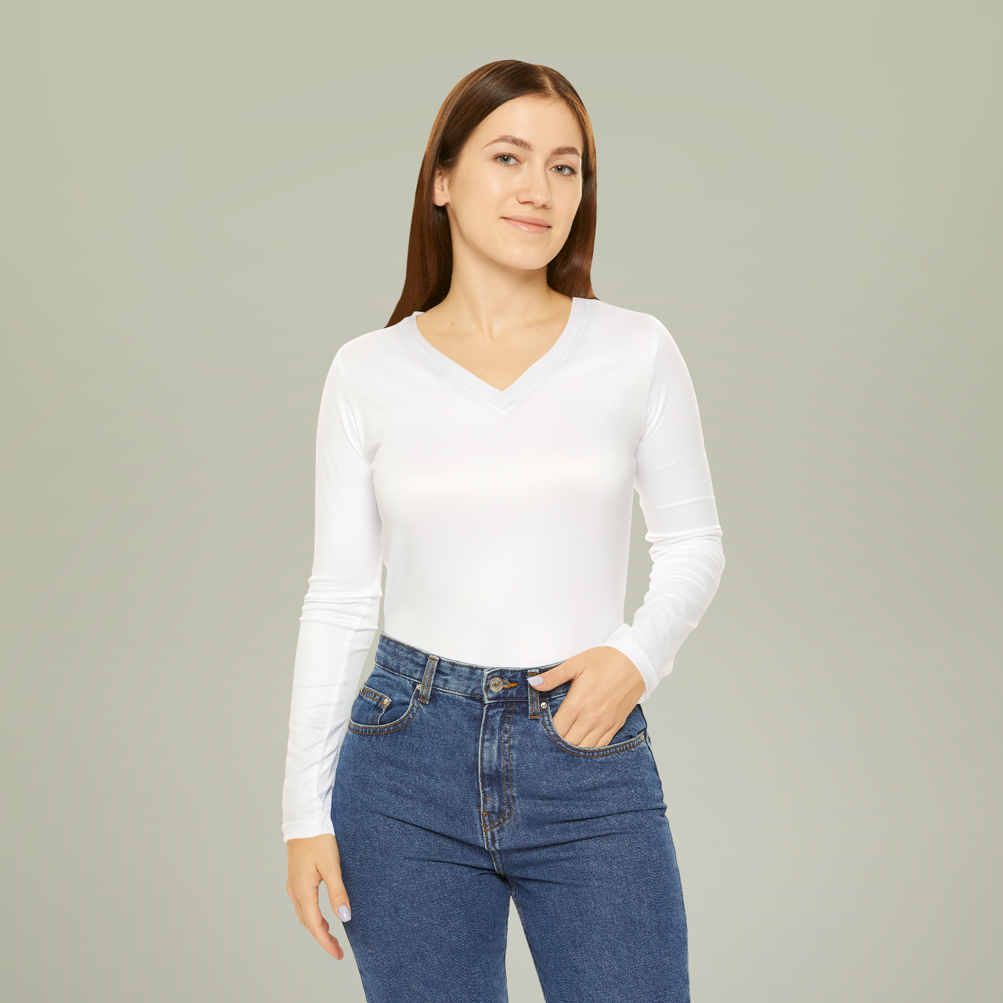 Women's Long Sleeve V-neck Shirt (AOP)Design
