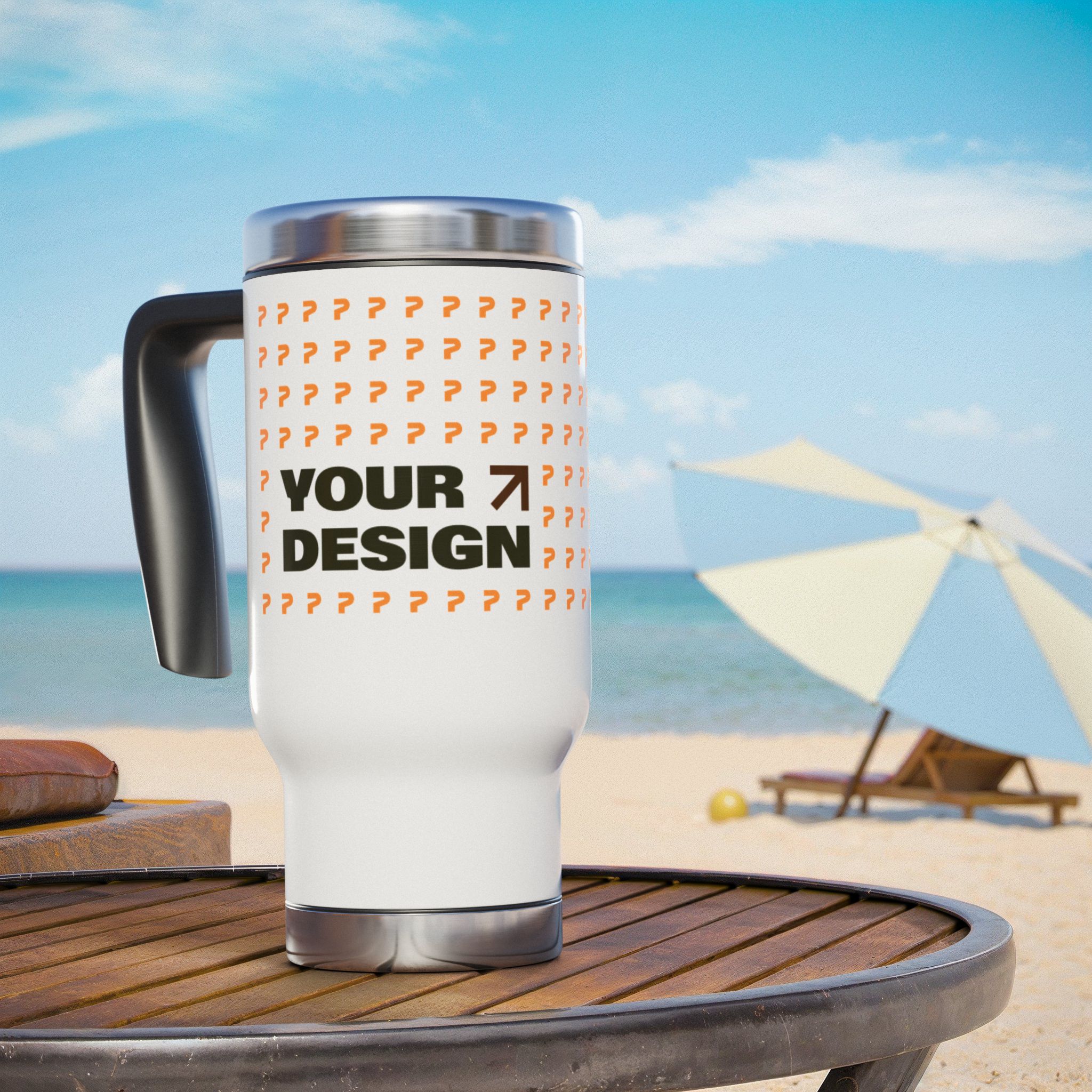Stainless Steel Travel Mug with Handle, 14oz