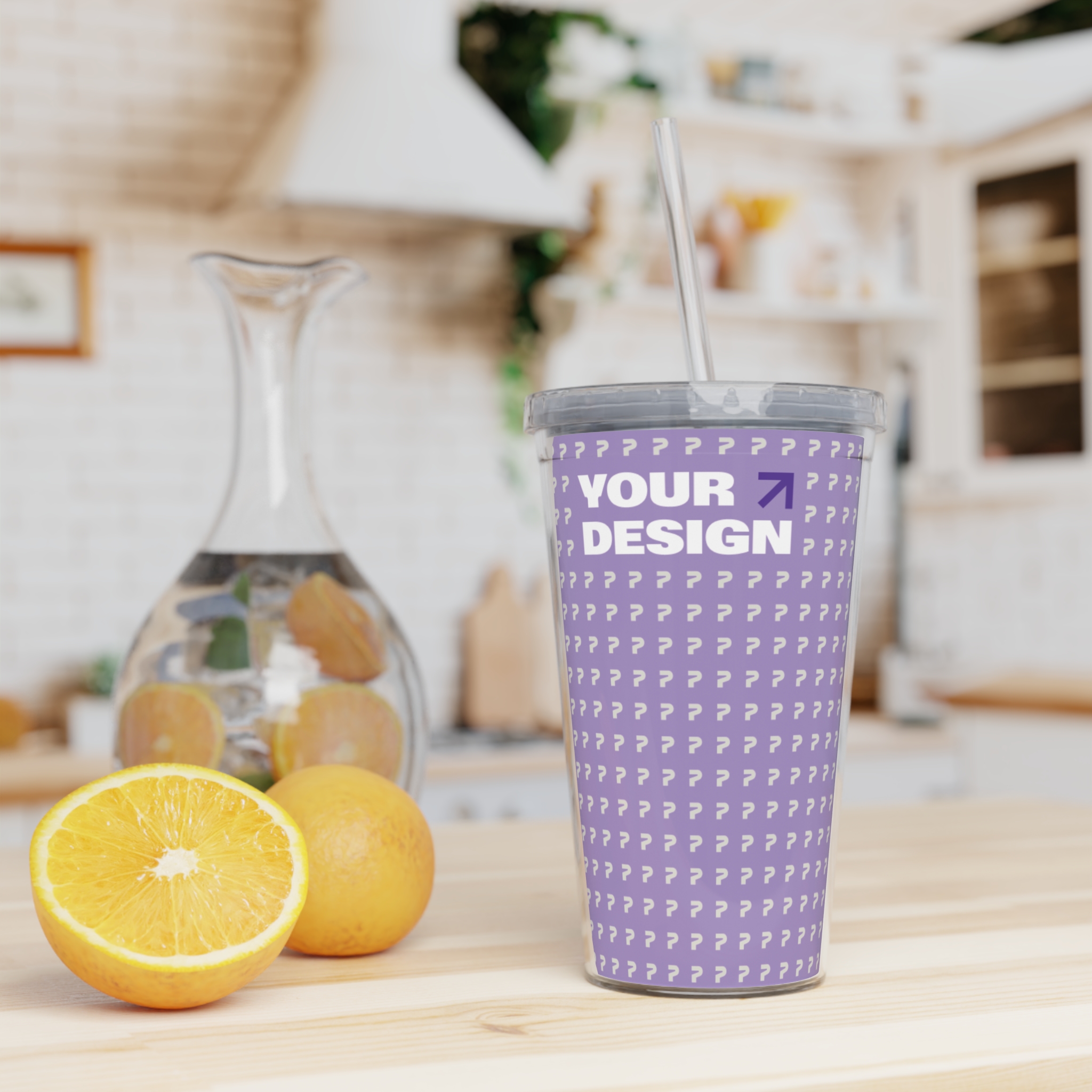 Plastic Tumbler with Straw