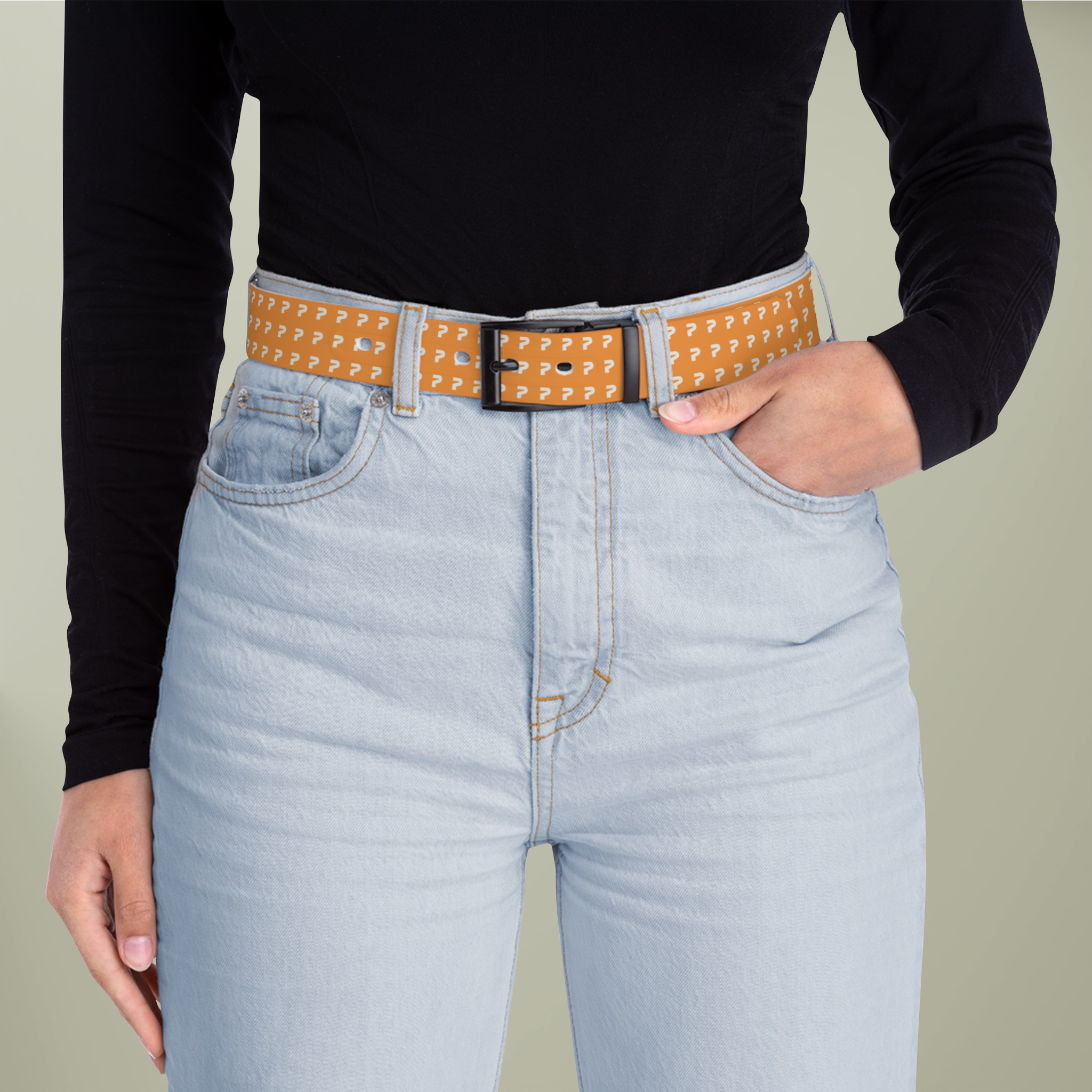 Logo Print Belt with Round Buckle, Size 32, 100% Polyester Timberland Mens Classic Leather Jean Belt Black for sale  main image 4
