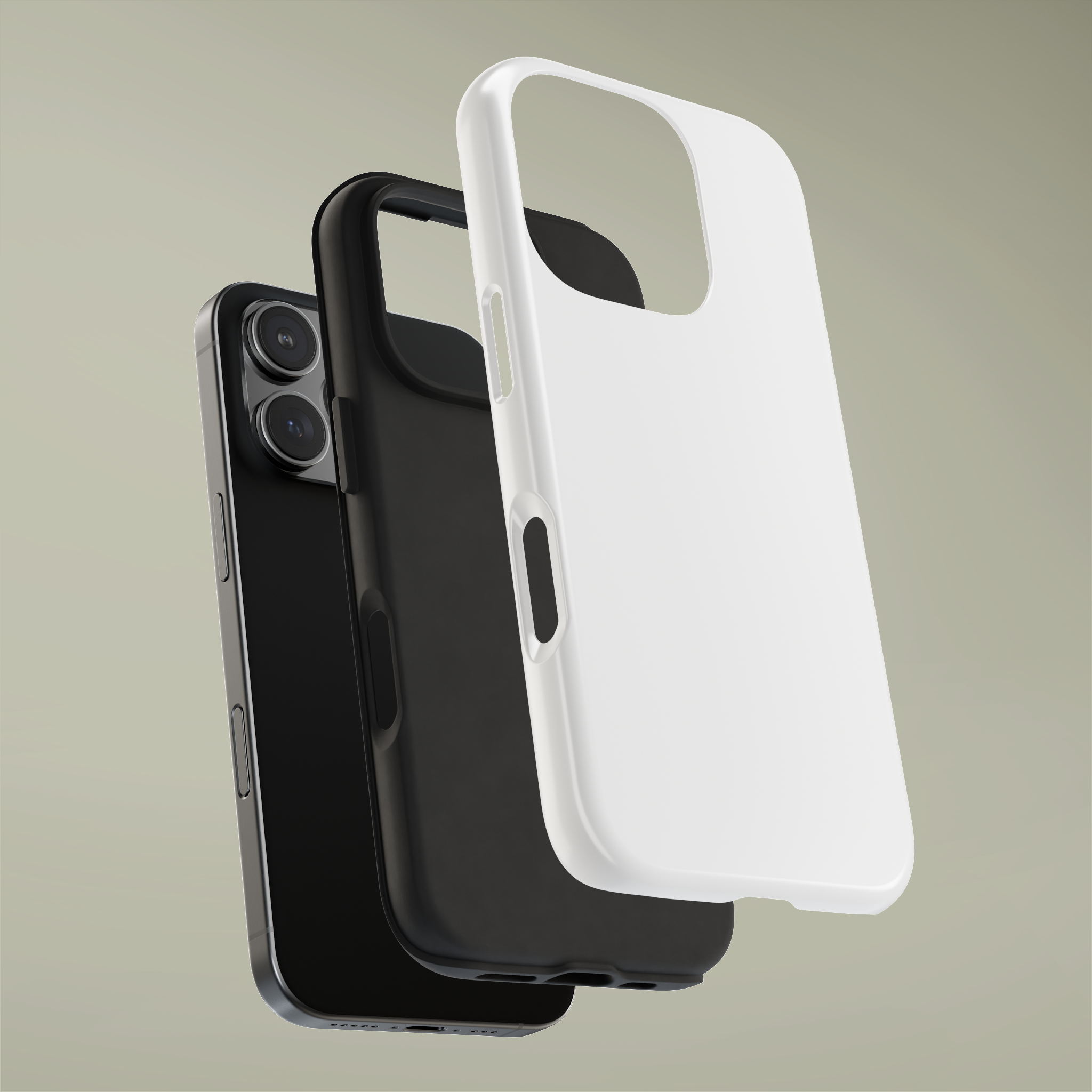 Matte tough case in deep charcoal gray, minimalist texture