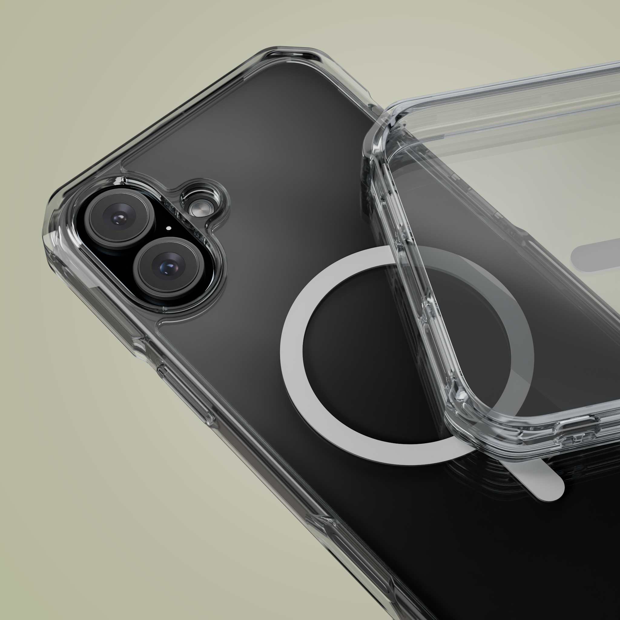 Minimalist magnetic case in clear finish with precision corner detailing