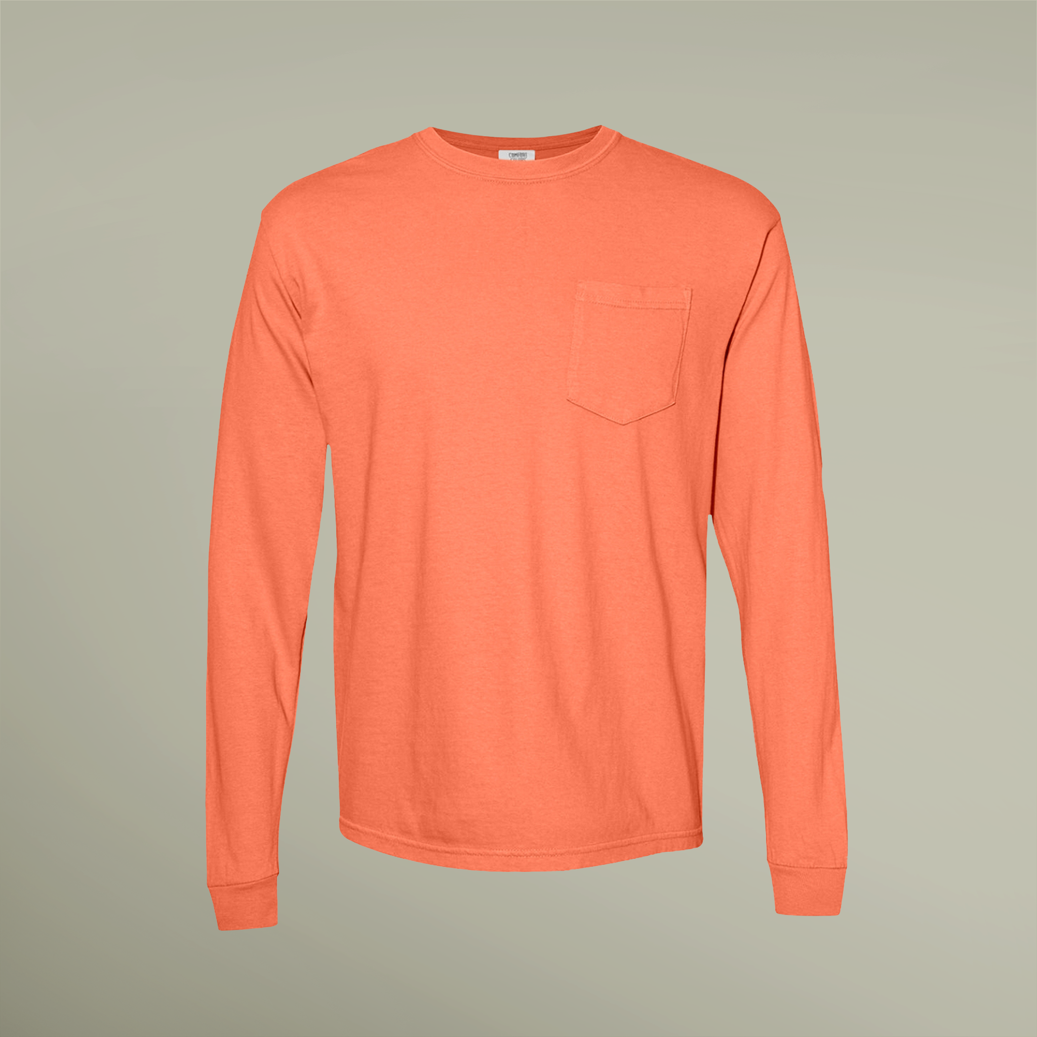 cotton back printed pocket long sleeve t-shirt