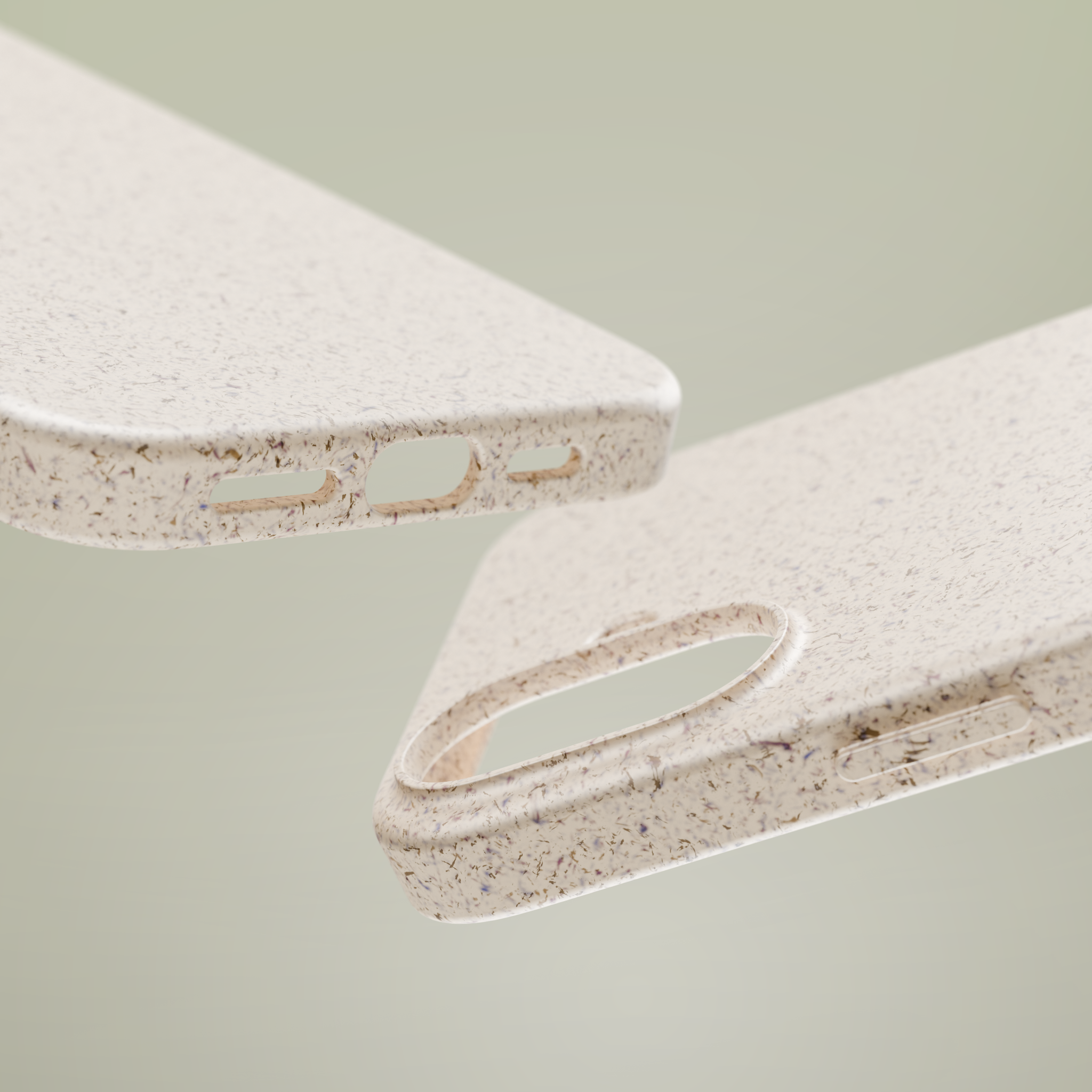 Eco-friendly biodegradable case in muted sage green with curved edges