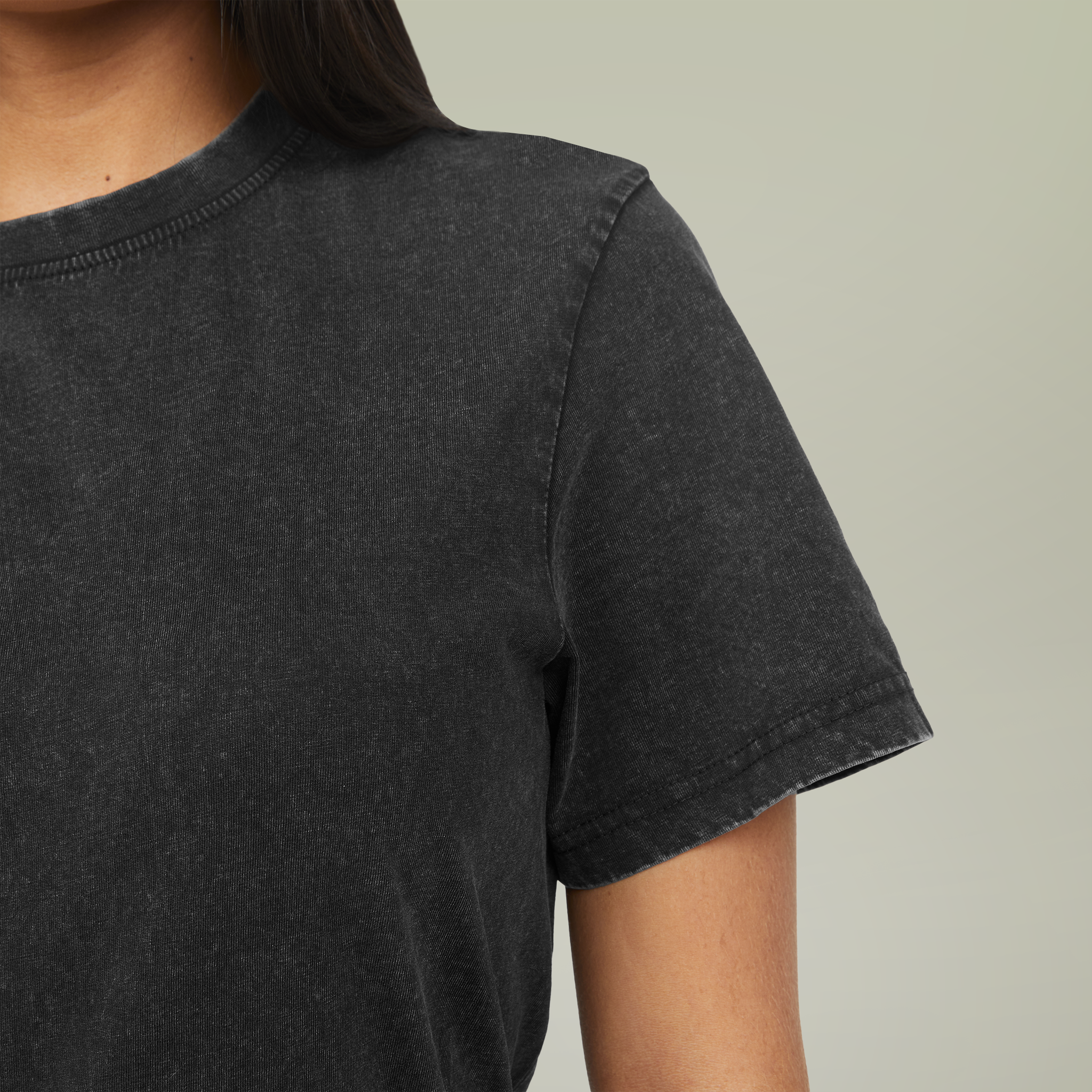 Acid Washed Round Neck Tee - Thumbnail Image