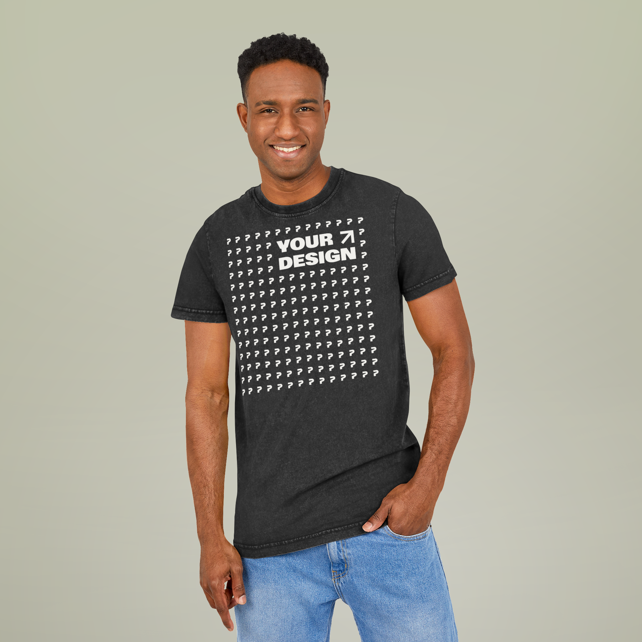 Acid Washed Round Neck Tee - Thumbnail Image