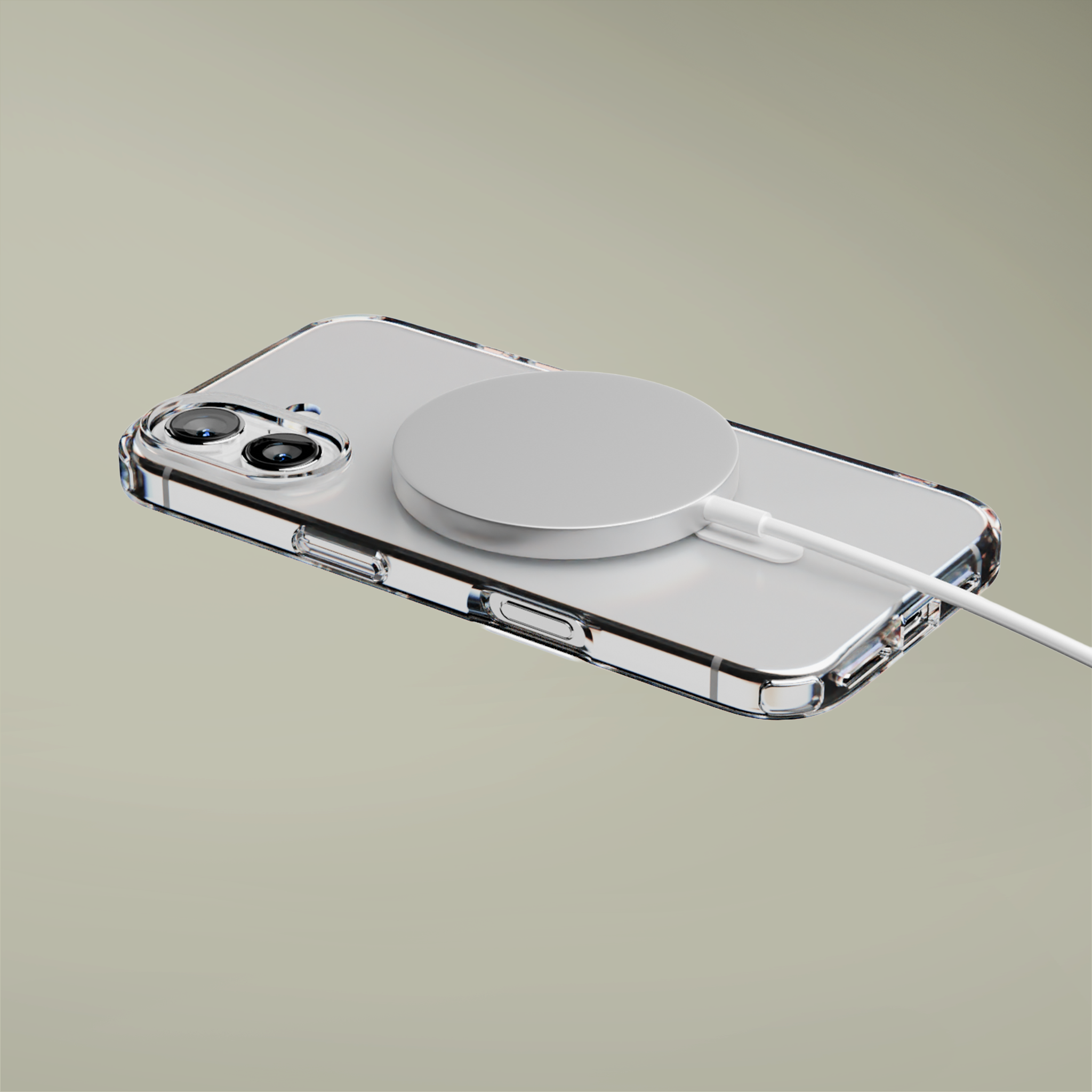 Clear phone case with embedded magnet ring and smooth grip