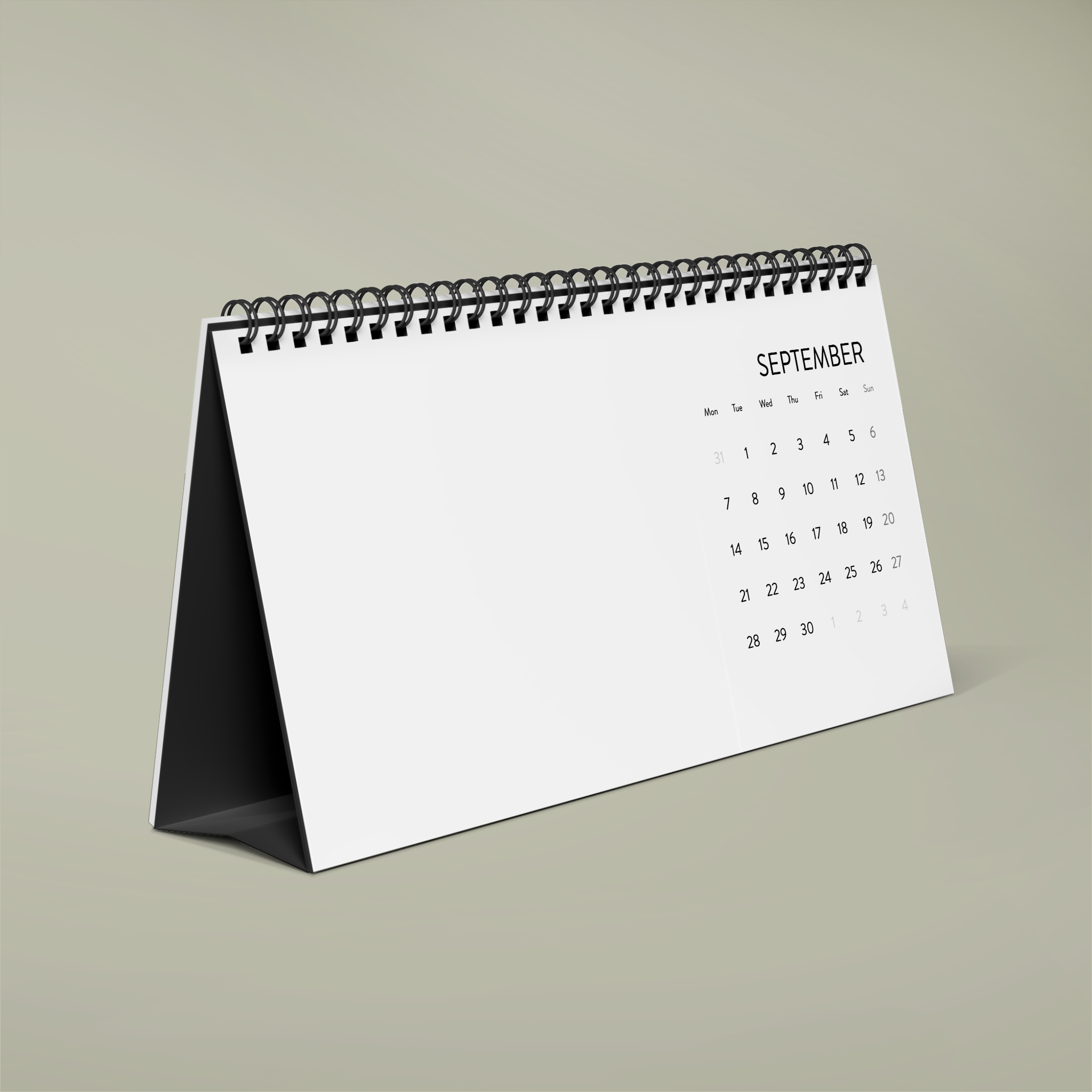 Simplex Desk Calendar (2026 grid)Design