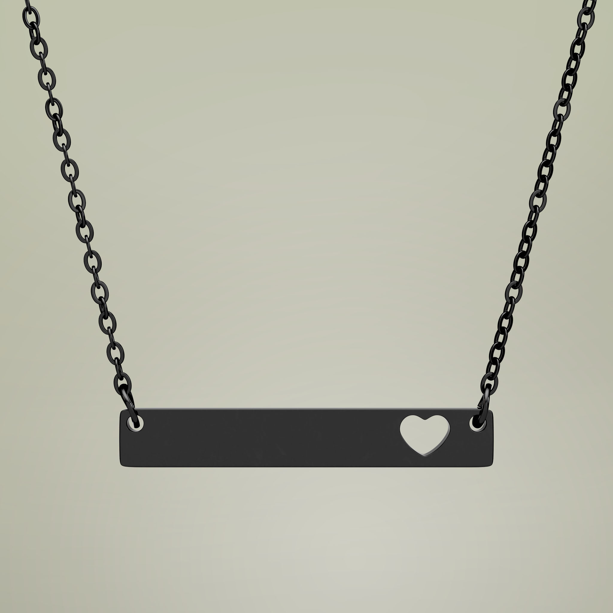 Cutout Heart Bar Necklace (Engraving) - Thumbnail Image