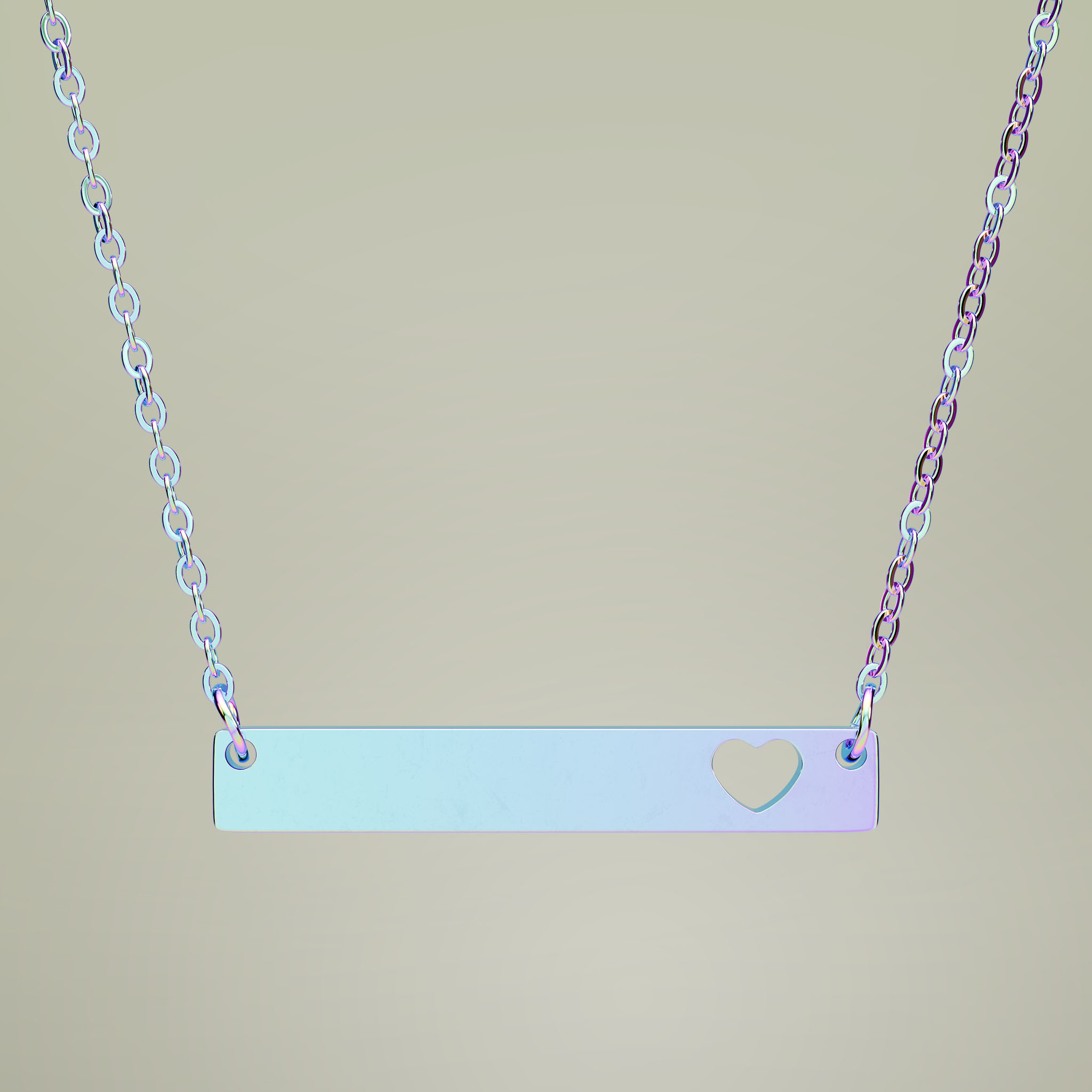 Cutout Heart Bar Necklace (Engraving) - Thumbnail Image