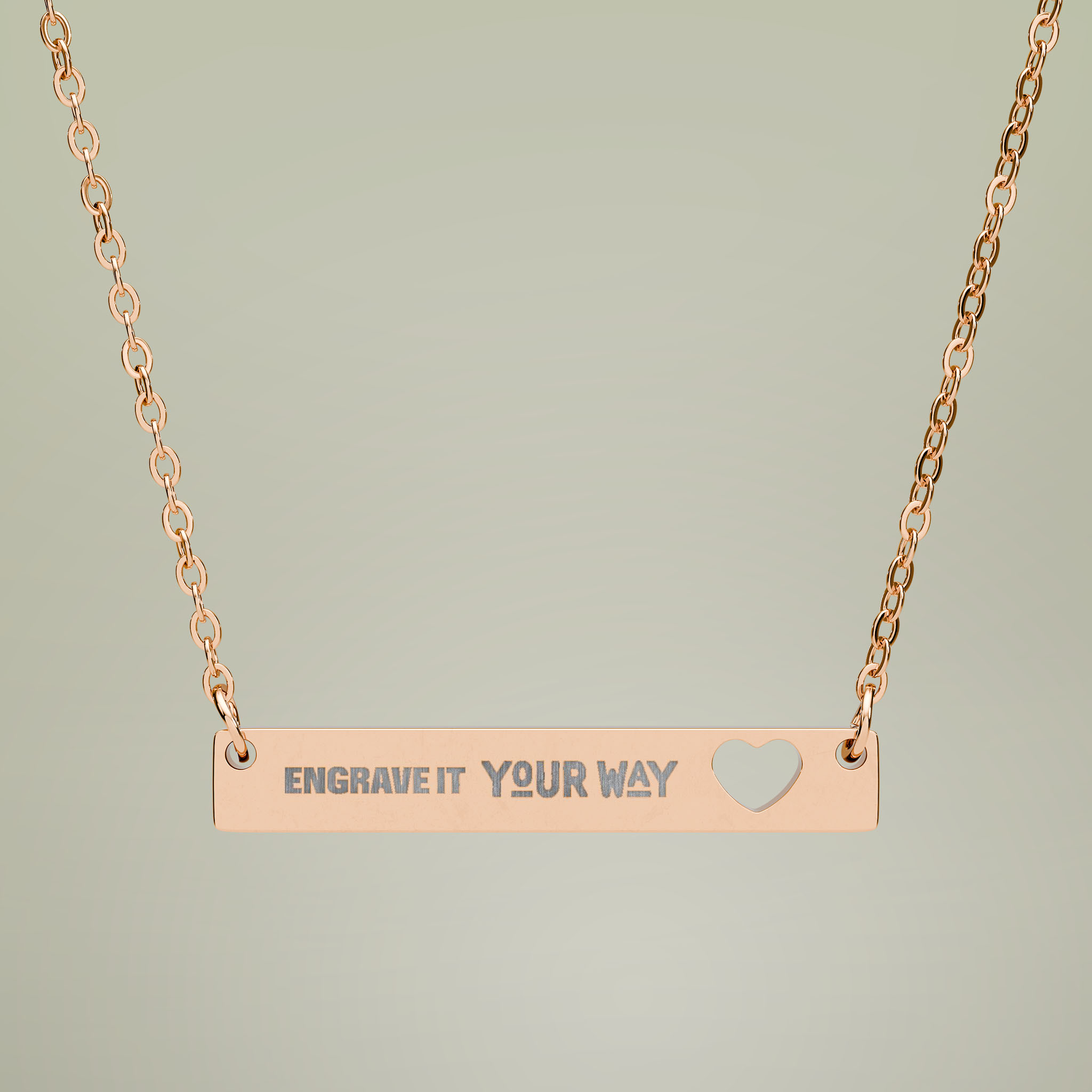 Cutout Heart Bar Necklace (Engraving) - Thumbnail Image