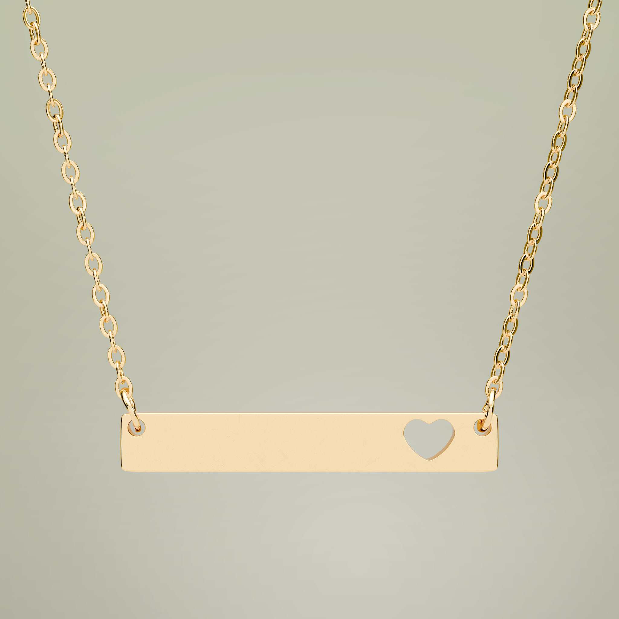 Cutout Heart Bar Necklace (Engraving) - Thumbnail Image