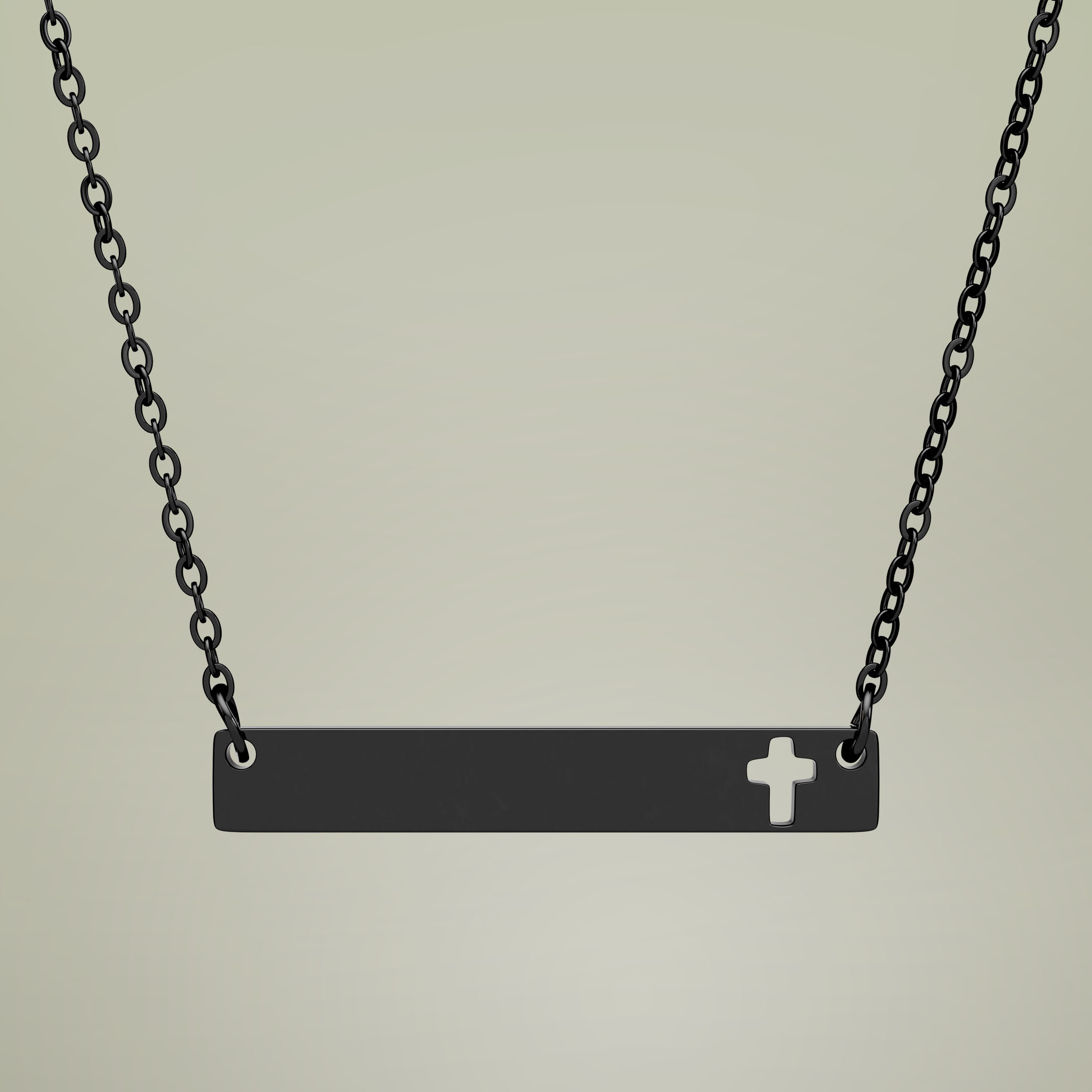 Cutout Cross Bar Necklace (Engraving) - Thumbnail Image