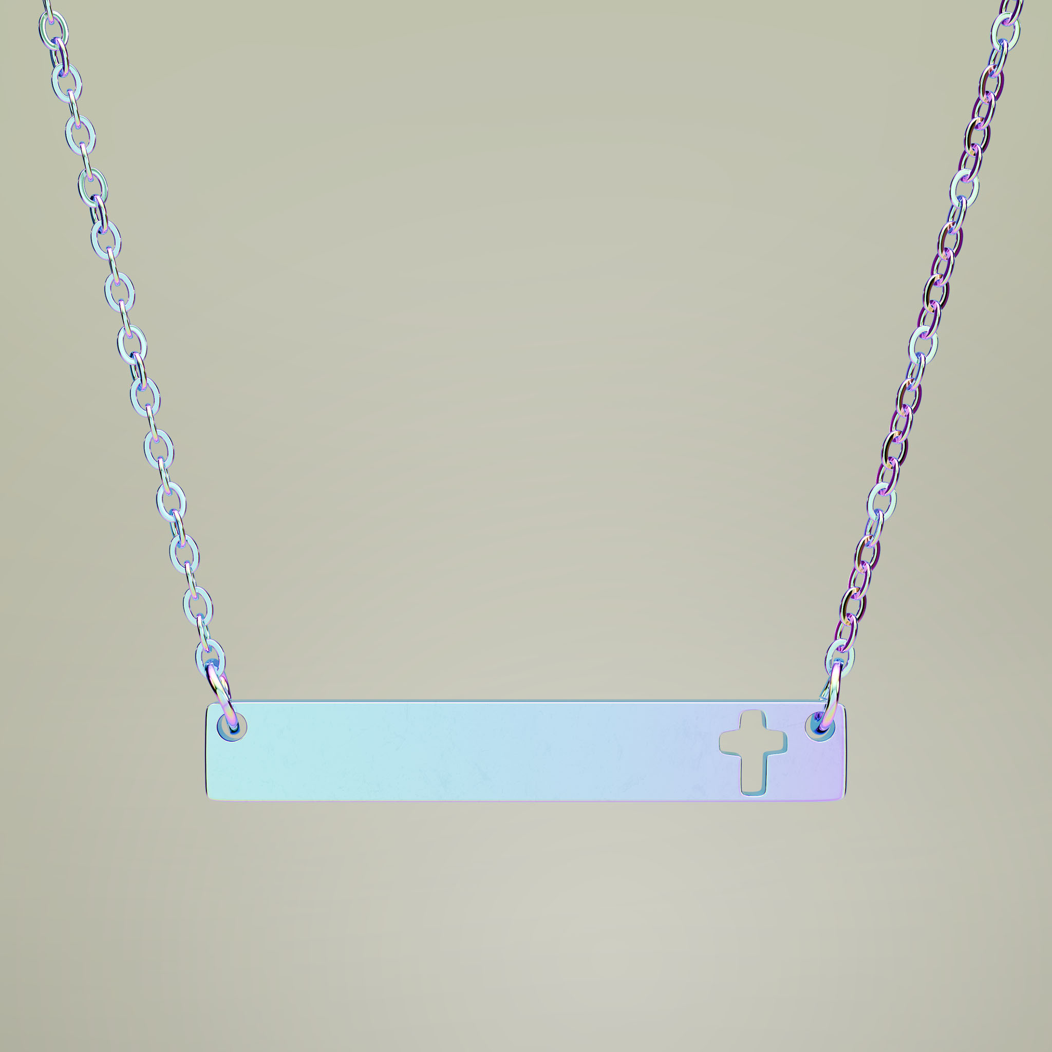 Cutout Cross Bar Necklace (Engraving) - Thumbnail Image