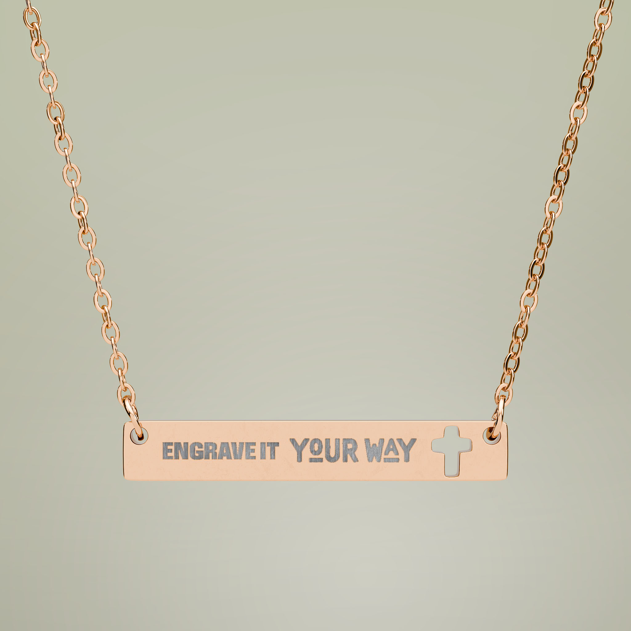 Cutout Cross Bar Necklace (Engraving) - Thumbnail Image