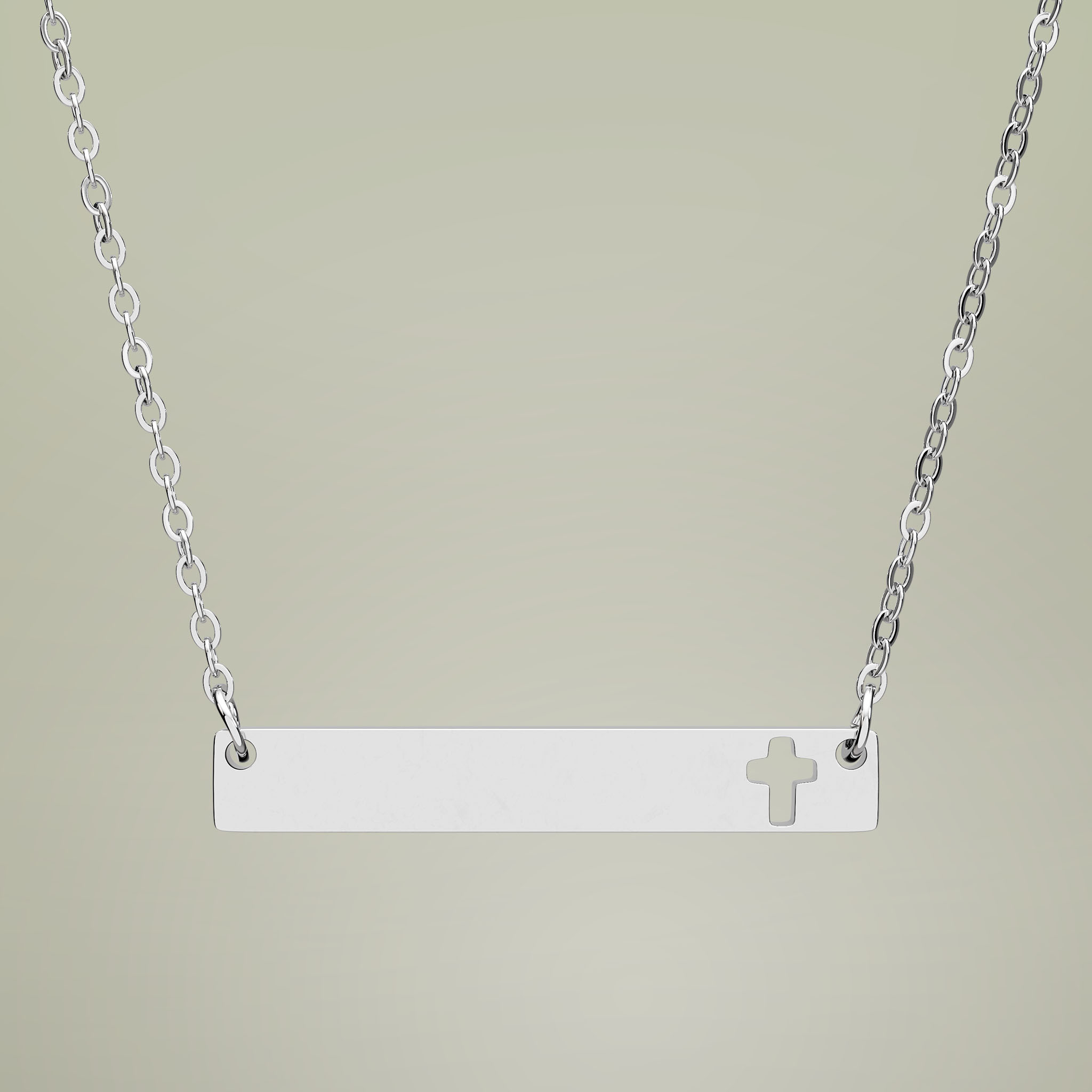 Cutout Cross Bar Necklace (Engraving) - Thumbnail Image