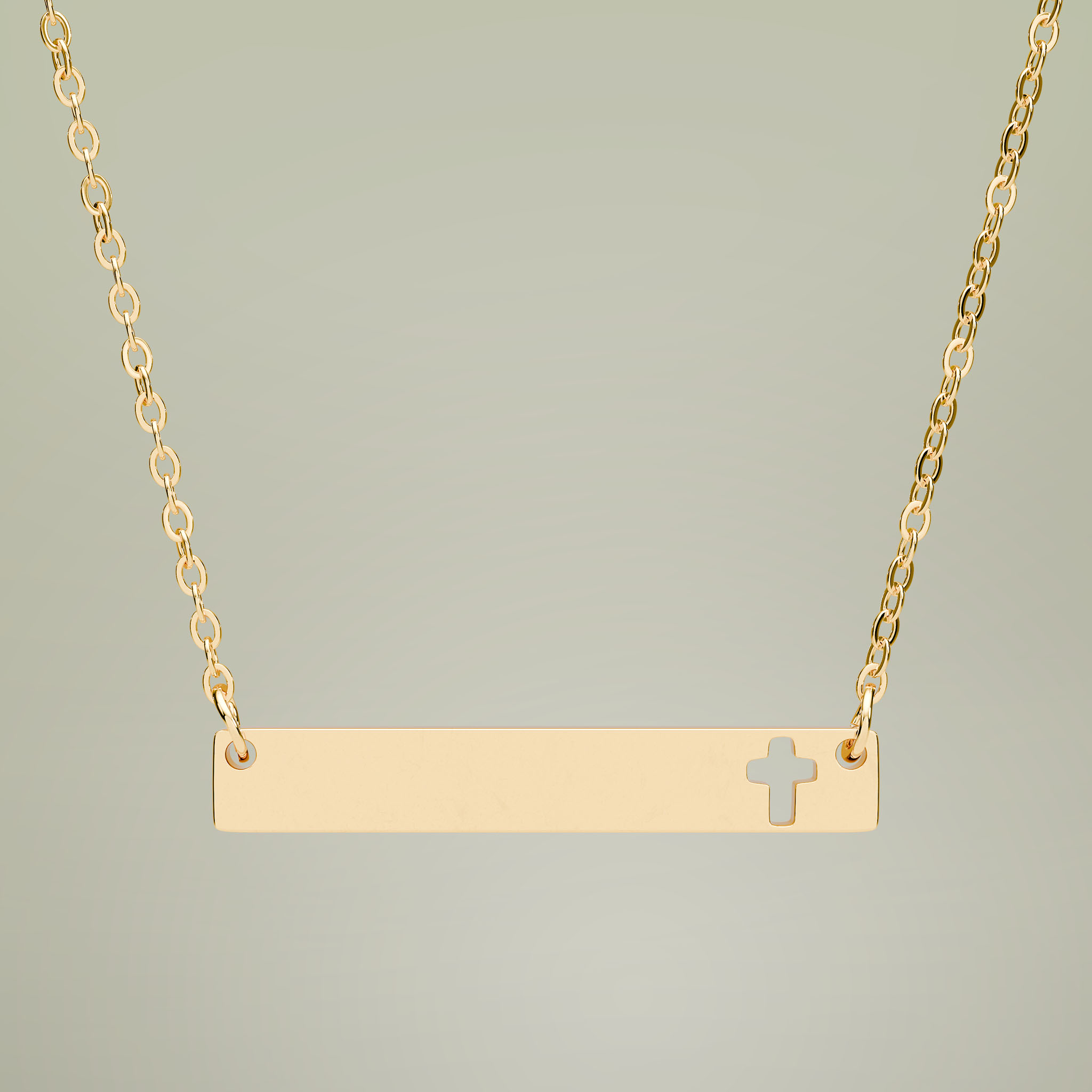 Cutout Cross Bar Necklace (Engraving) - Thumbnail Image
