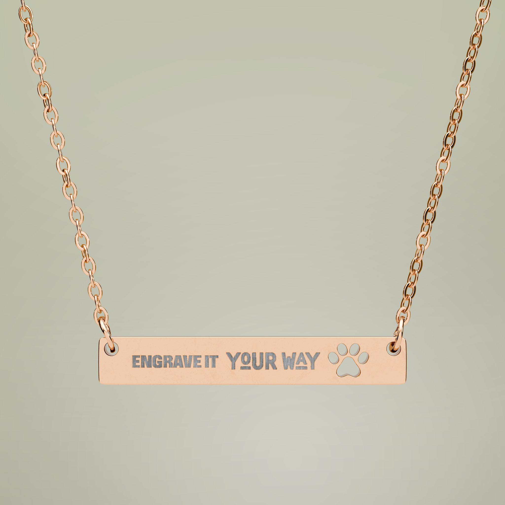 Cutout Paw Bar Necklace (Engraving)