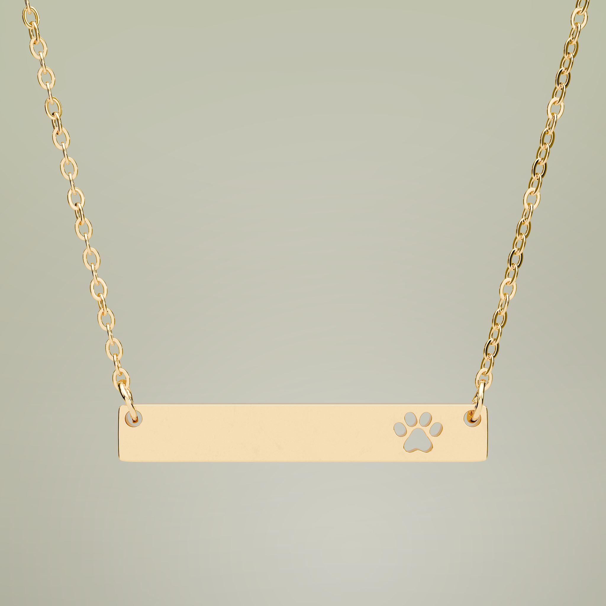 Cutout Paw Bar Necklace (Engraving) - Thumbnail Image