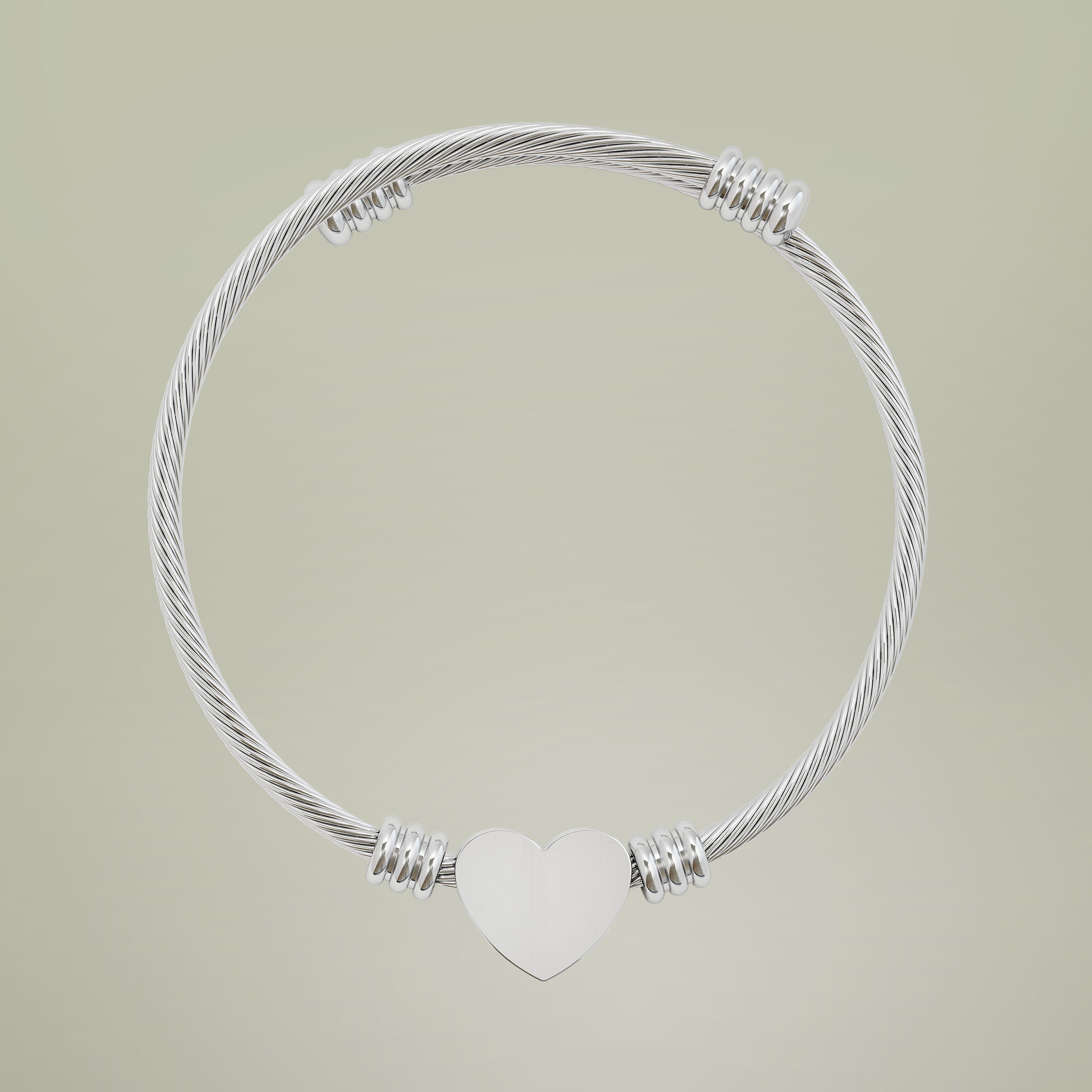 Heart Cuff Bracelet (Engraving) - Thumbnail Image