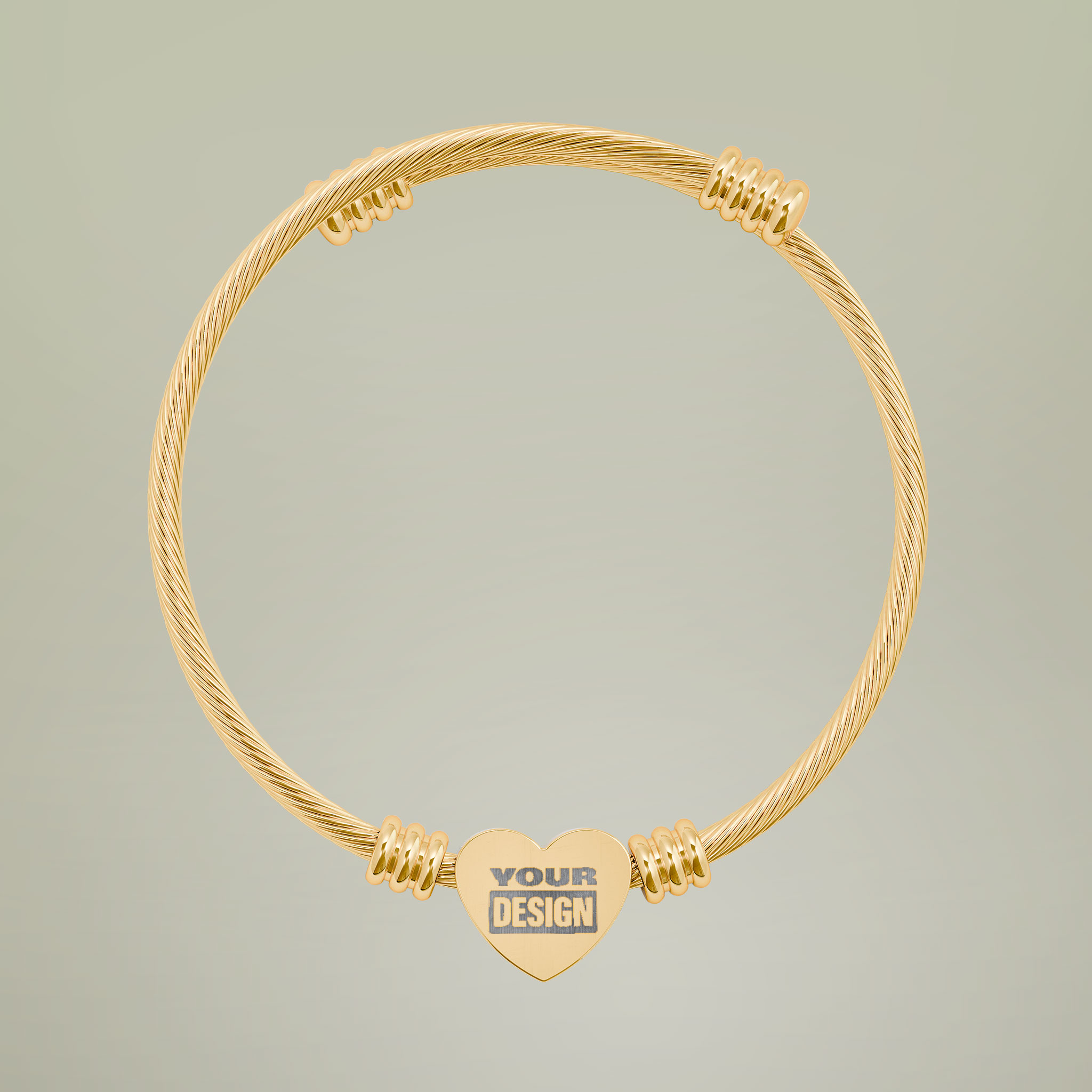 Heart Cuff Bracelet (Engraving)