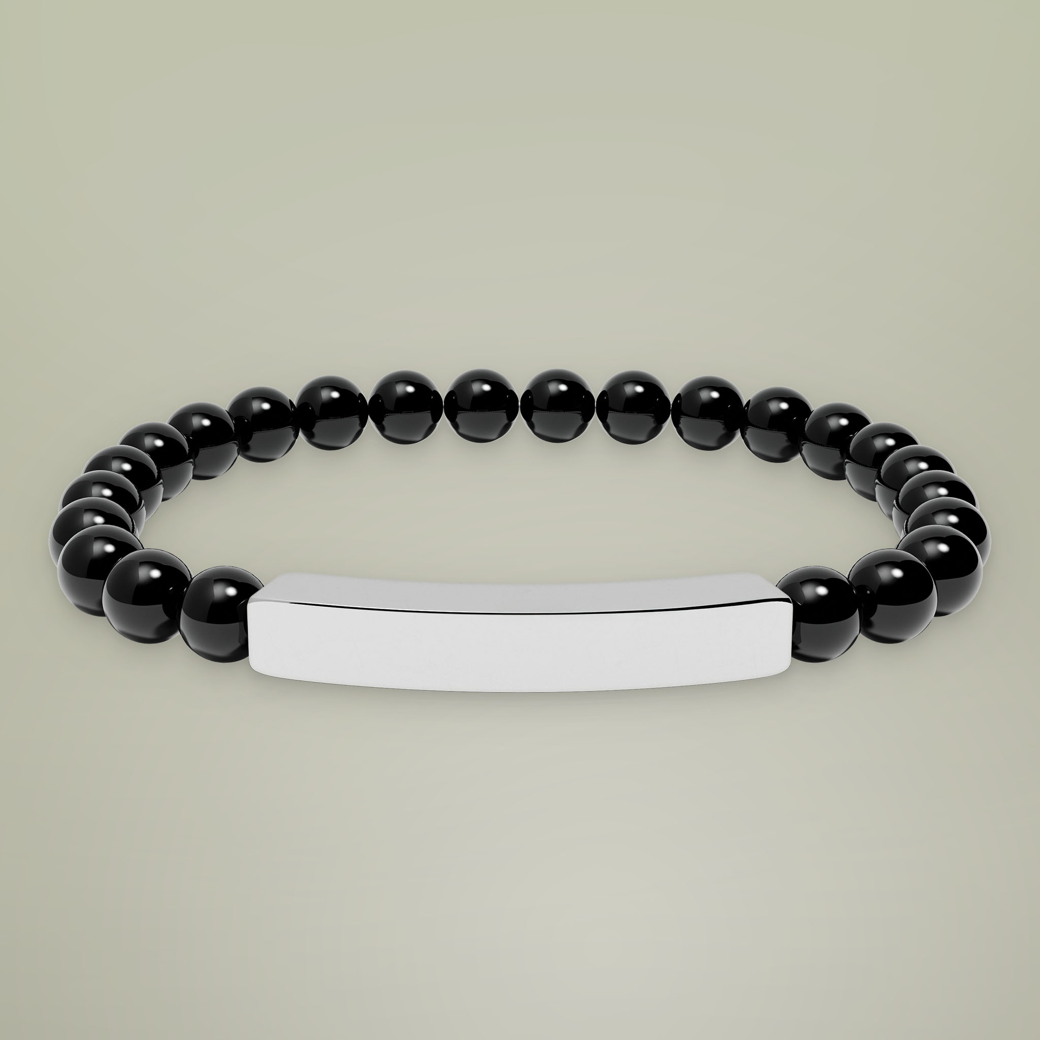 Natural Stone Stretch Bar Bracelet (Engraving) - Thumbnail Image
