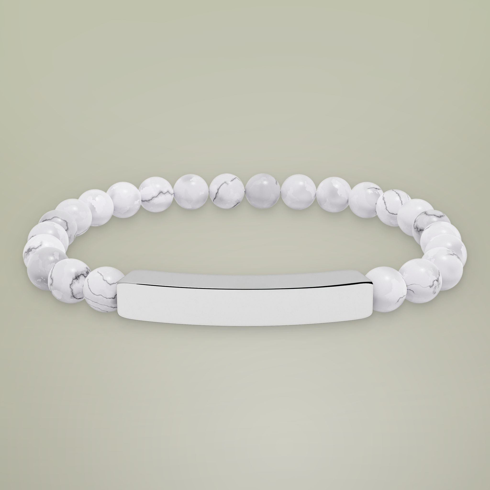 Natural Stone Stretch Bar Bracelet (Engraving) - Thumbnail Image
