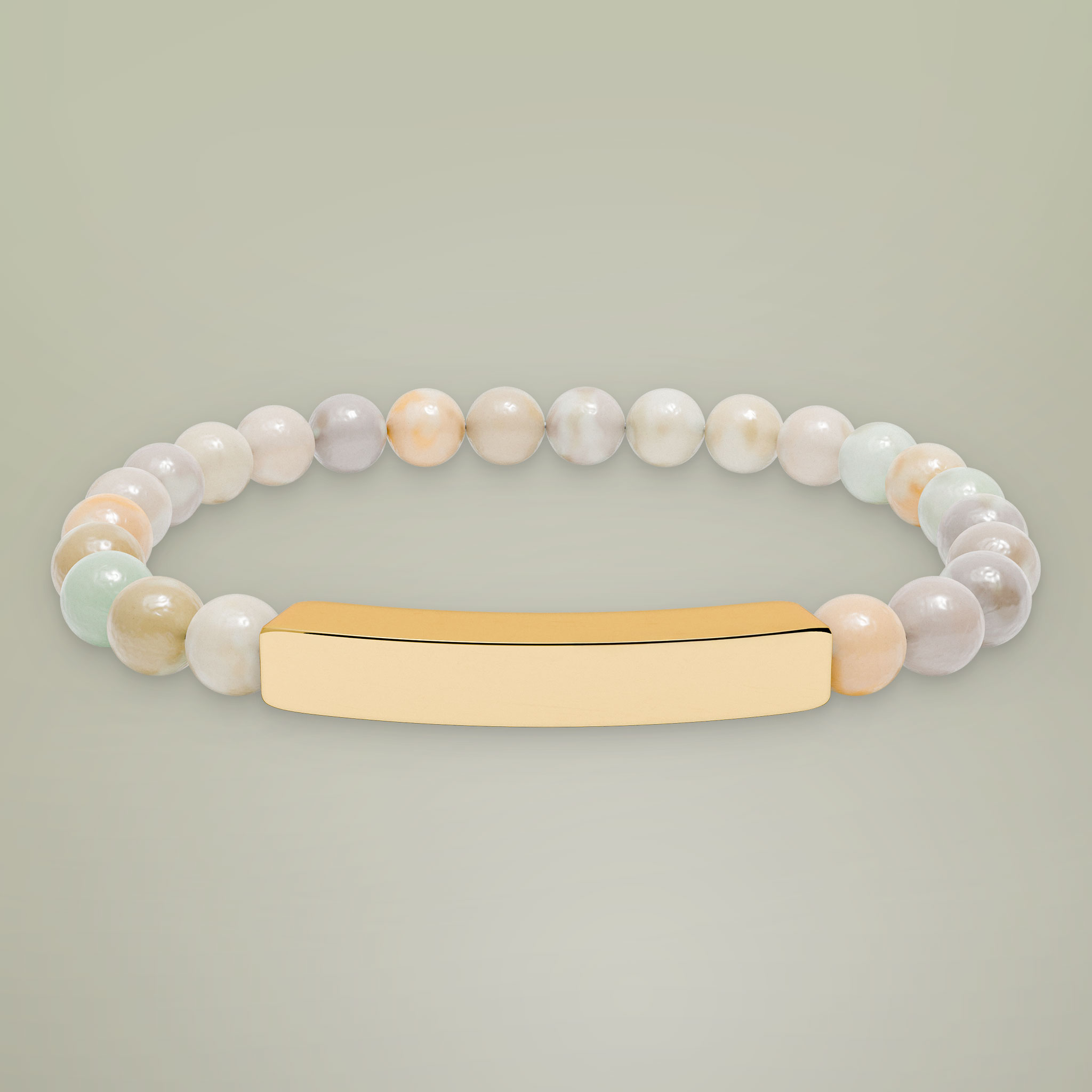 Natural Stone Stretch Bar Bracelet (Engraving) - Thumbnail Image