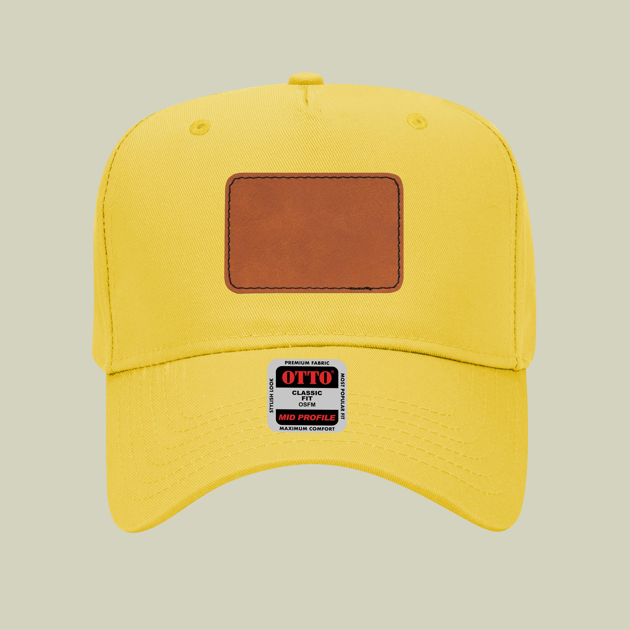 Mid Profile Baseball Cap with Leather Patch (Rectangle)