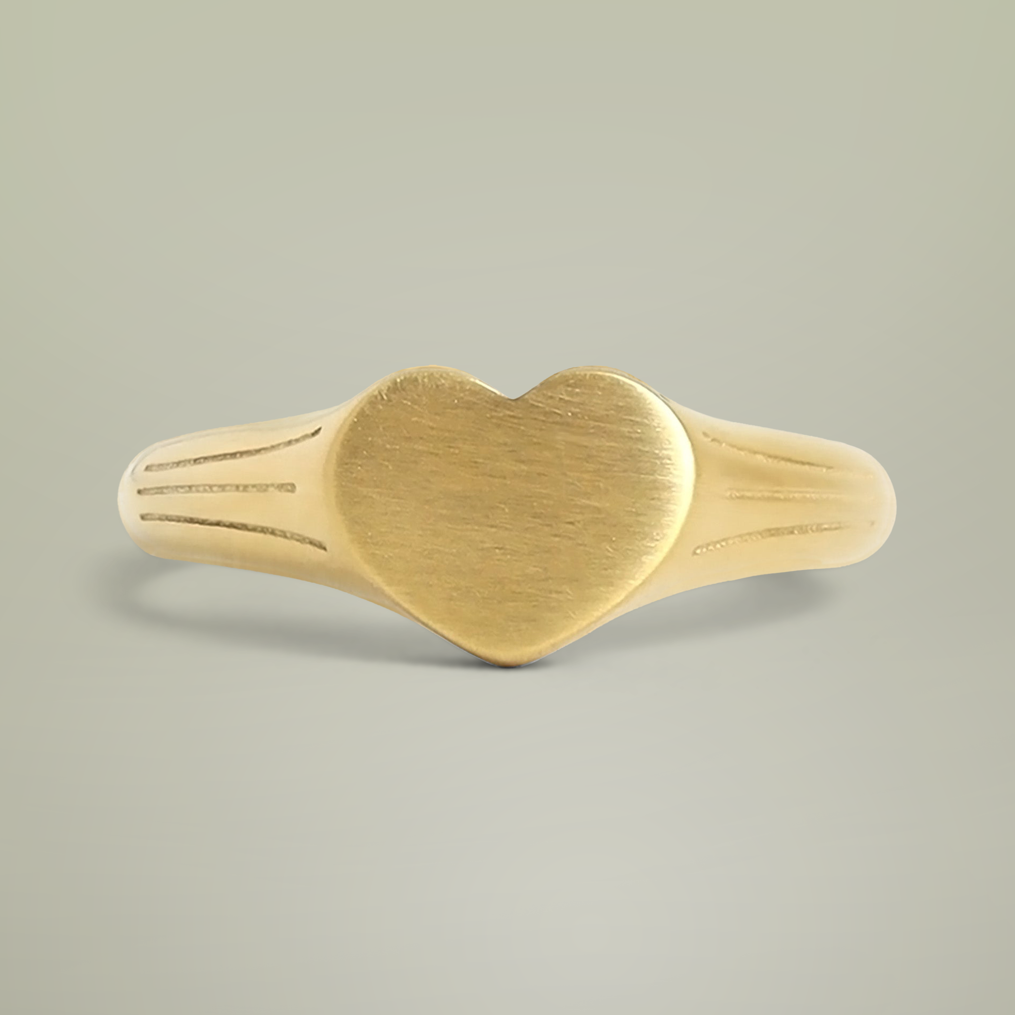 Stainless Steel Heart Signet Ring (Engraving) - Thumbnail Image