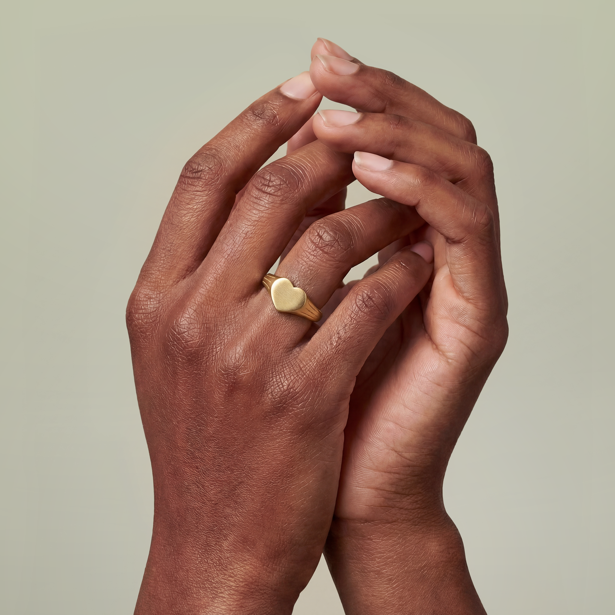 Stainless Steel Heart Signet Ring (Engraving) - Main Image