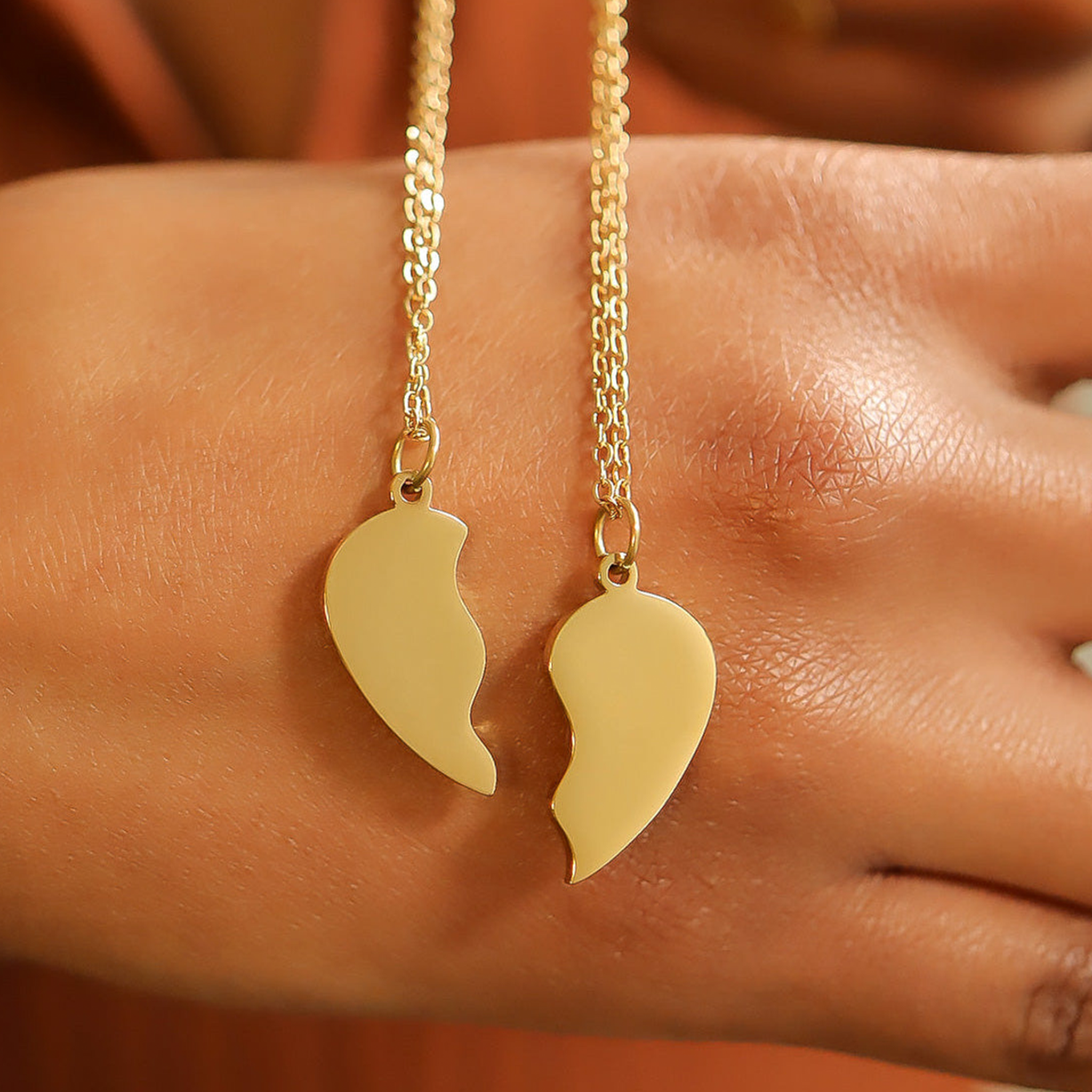 Break Apart Heart Necklace Set (Engraving) - Thumbnail Image