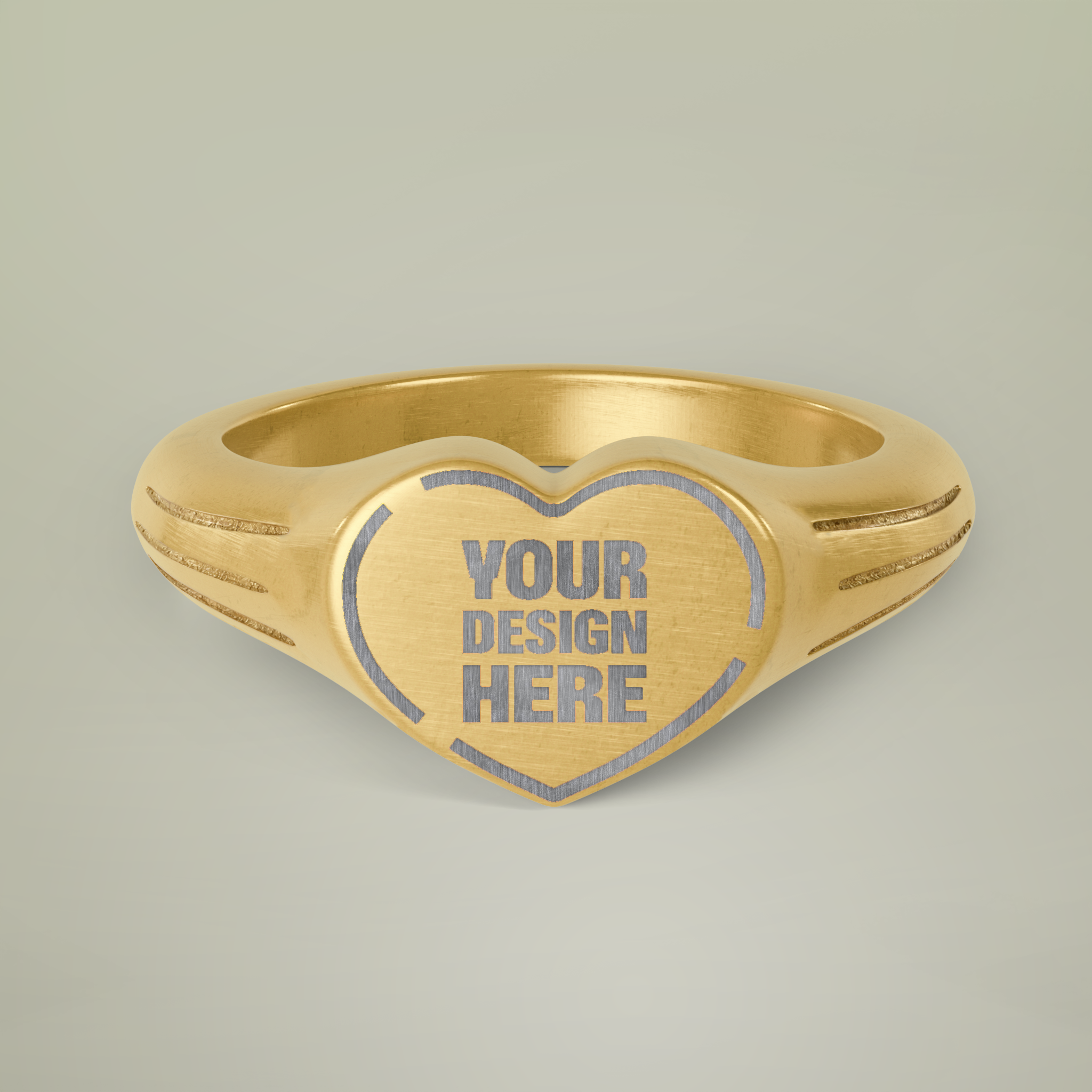 Stainless Steel Heart Signet Ring (Engraving) - Thumbnail Image