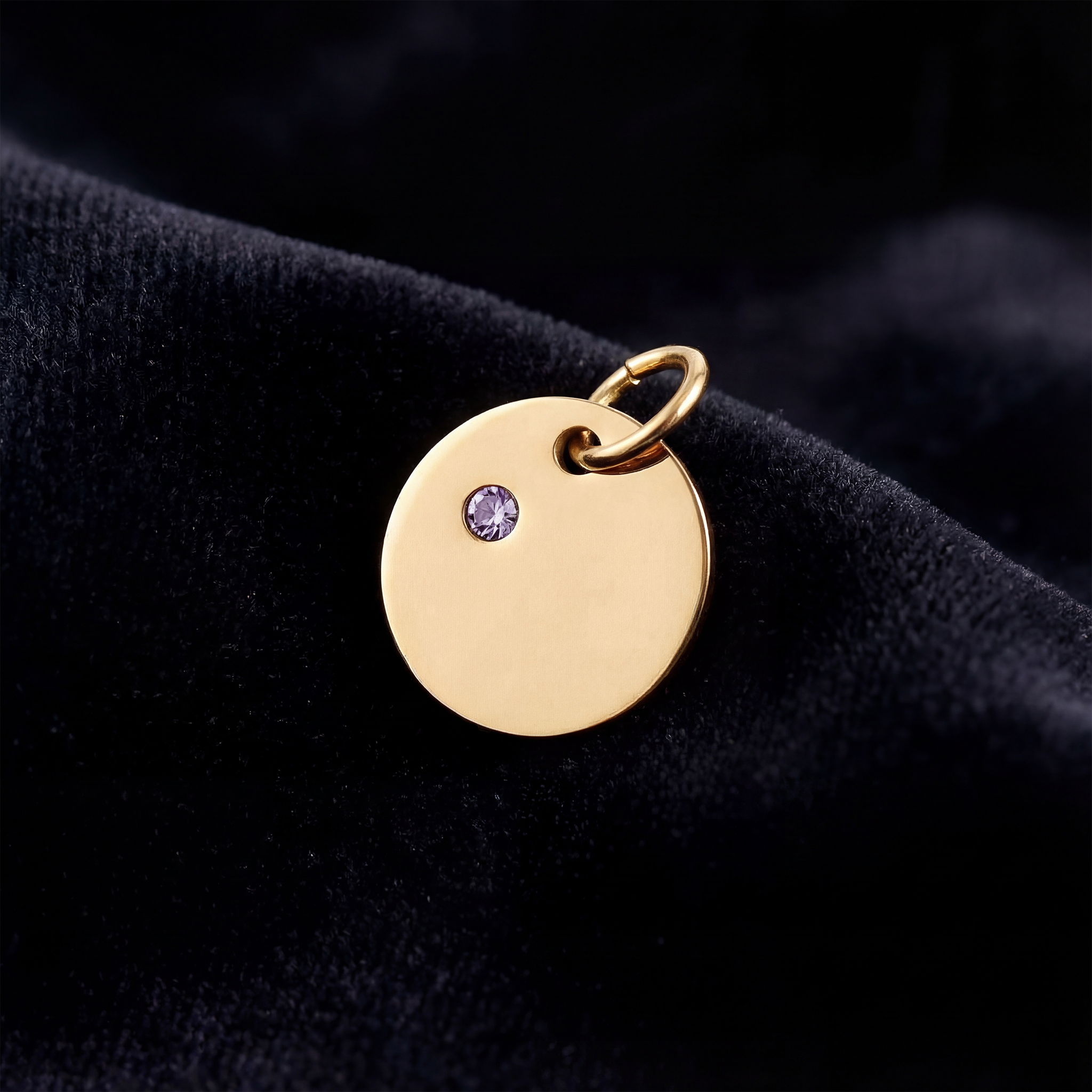Birthstone Circle Charm (Engraving) - Thumbnail Image