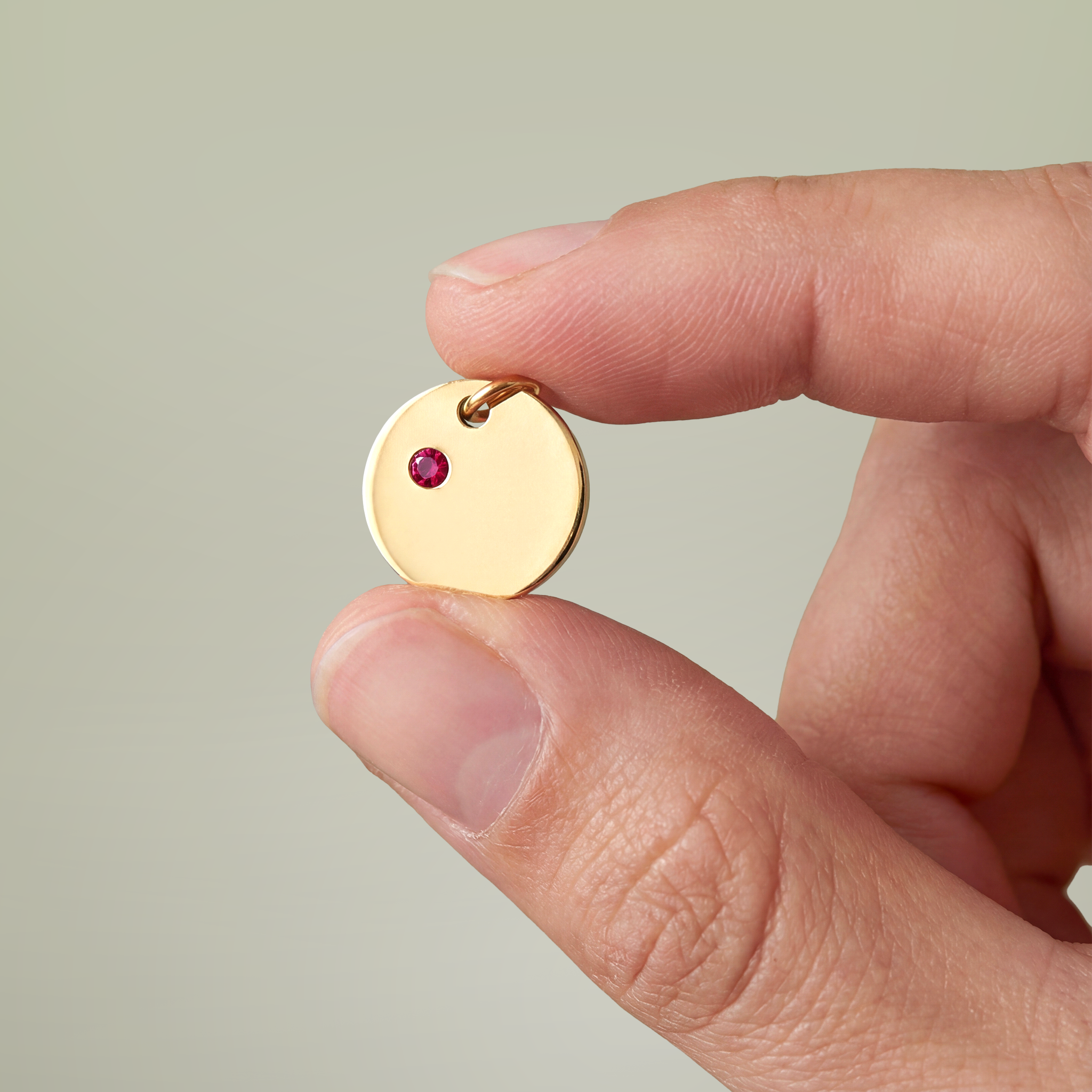 Birthstone Circle Charm (Engraving) - Thumbnail Image