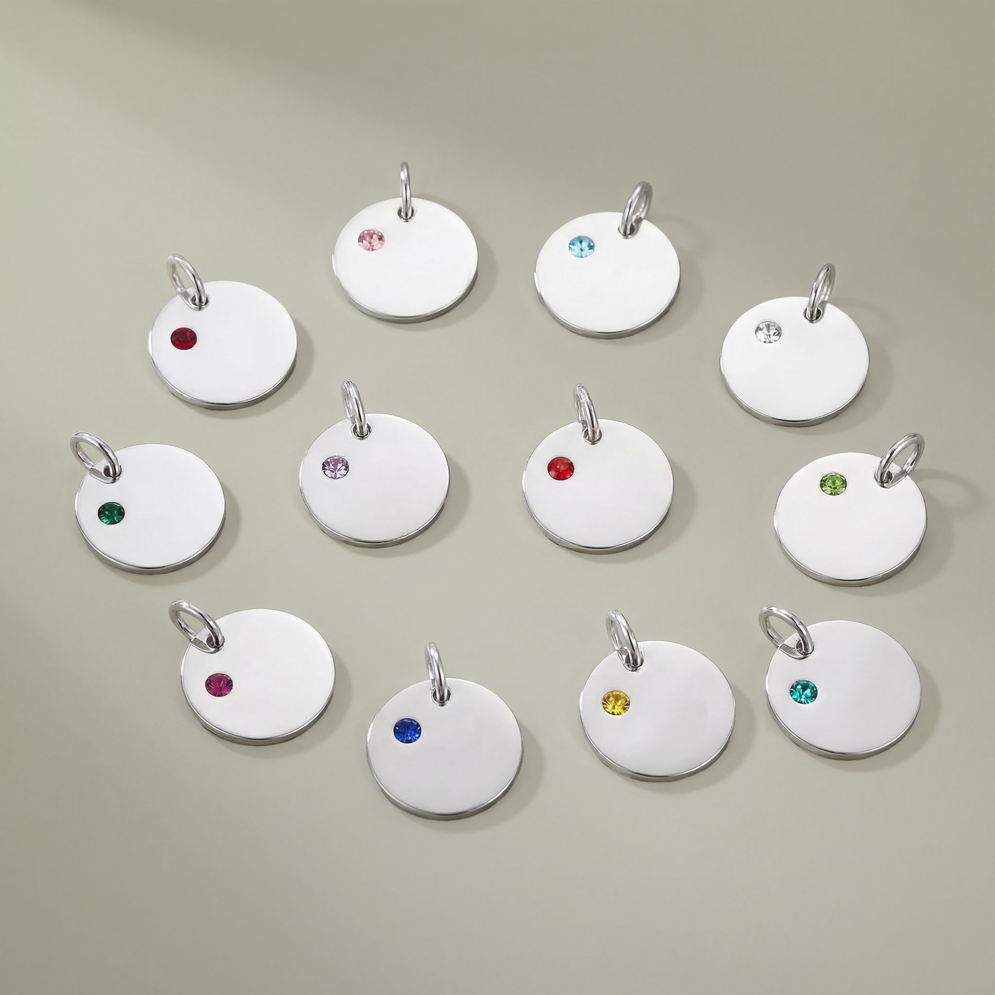 Birthstone Circle Charm (Engraving) - Thumbnail Image