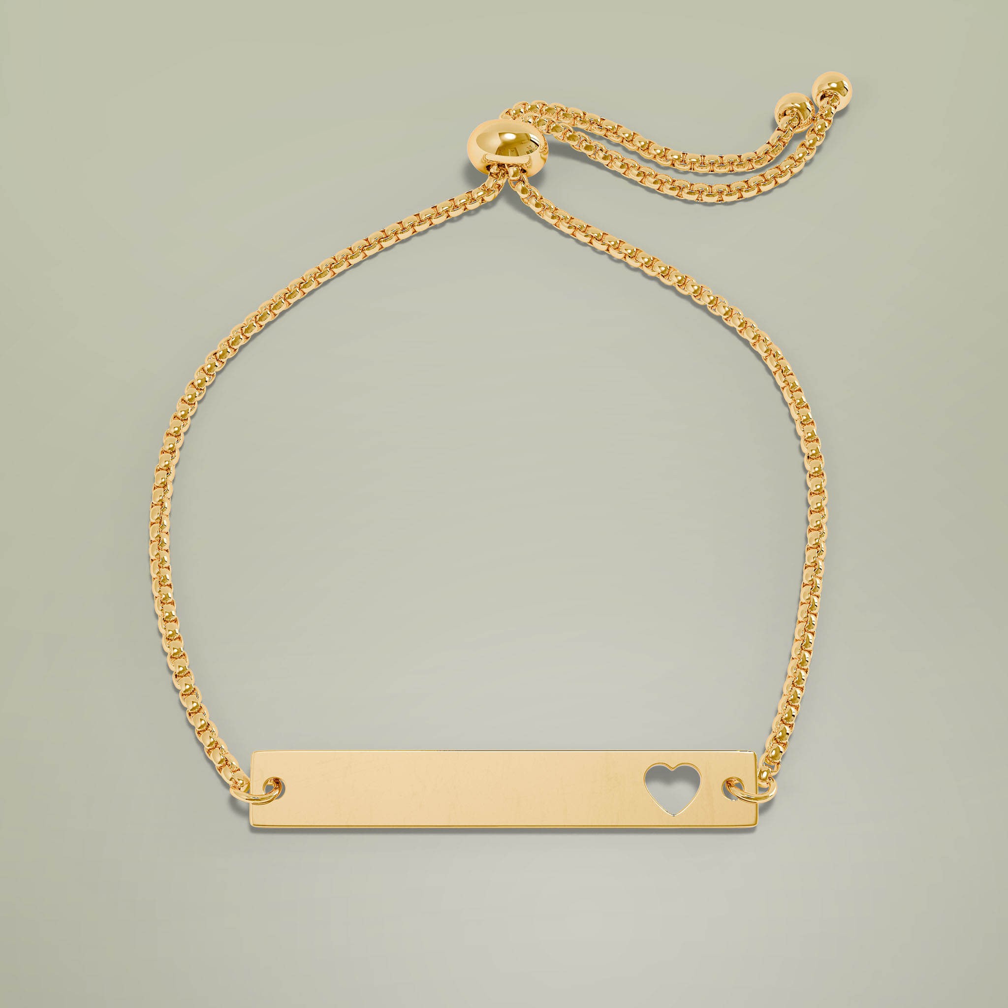 Adjustable Flat Cutout Heart Bar Bracelet (Engraving) - Thumbnail Image