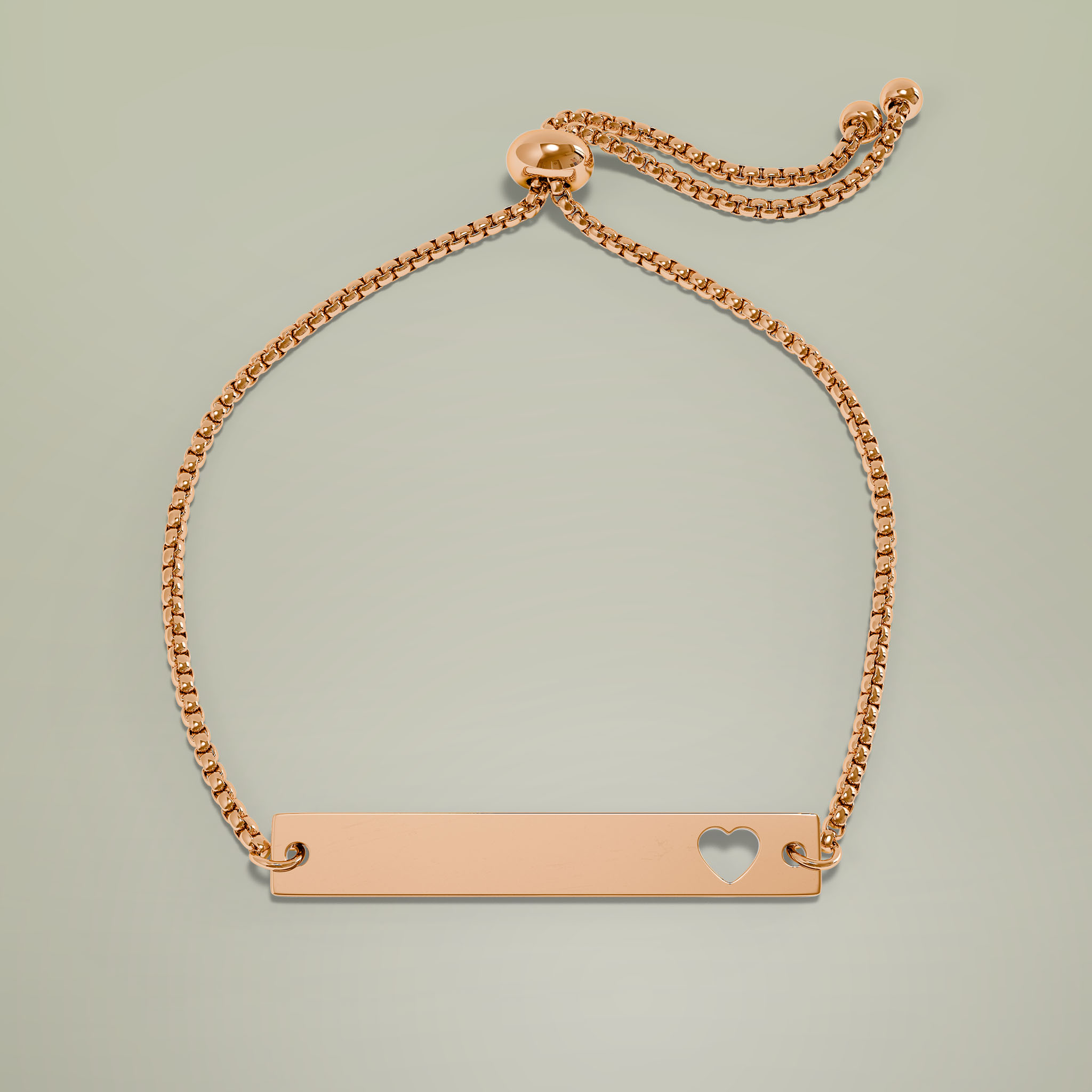 Adjustable Flat Cutout Heart Bar Bracelet (Engraving) - Thumbnail Image